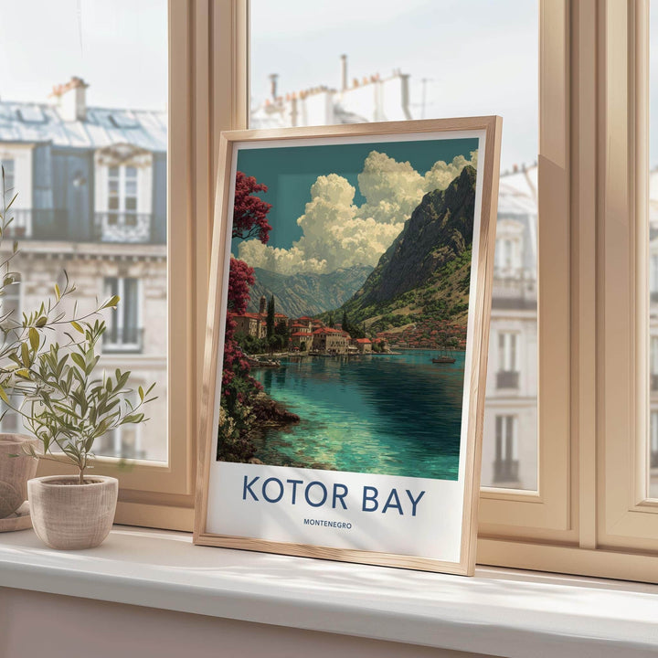 Kotor Bay Poster - Montenegro Travel Art - Coastal Townscape View Home Decor