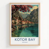Kotor Bay Poster - Montenegro Travel Print - Coastal Town Mountains Home Decor