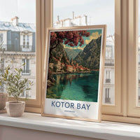 Kotor Bay Poster - Montenegro Travel Print - Coastal Town Mountains Home Decor