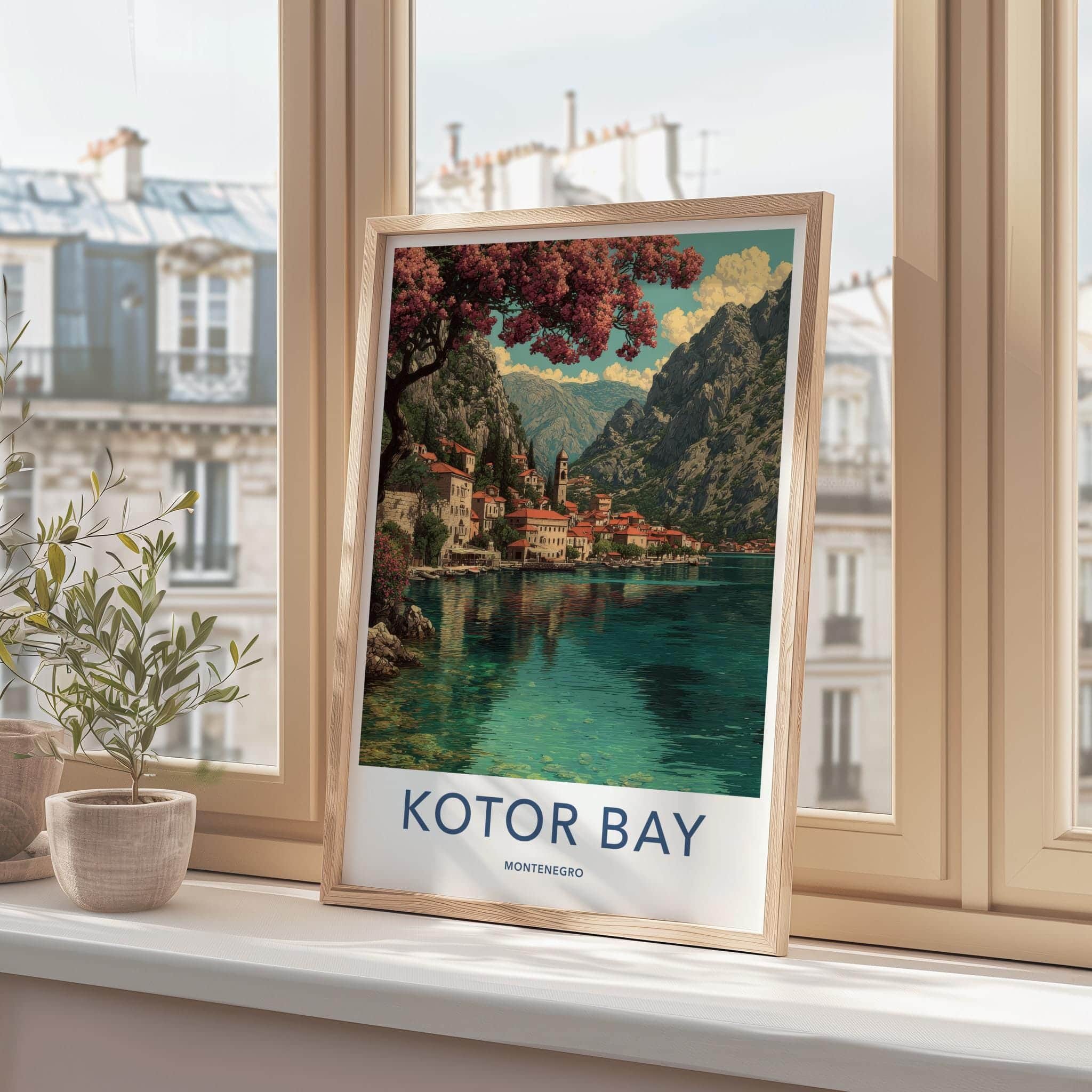 Kotor Bay Poster - Montenegro Travel Print - Coastal Town Mountains Home Decor