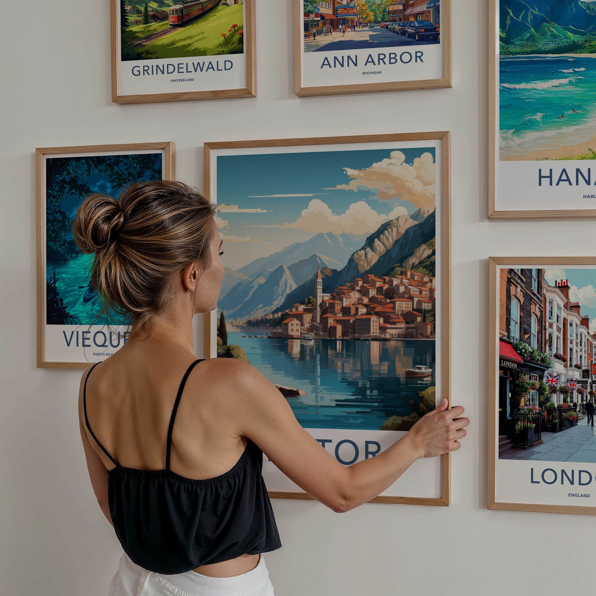 Kotor Poster - Montenegro Travel Art - Coastal Town Mountains Wall Decor