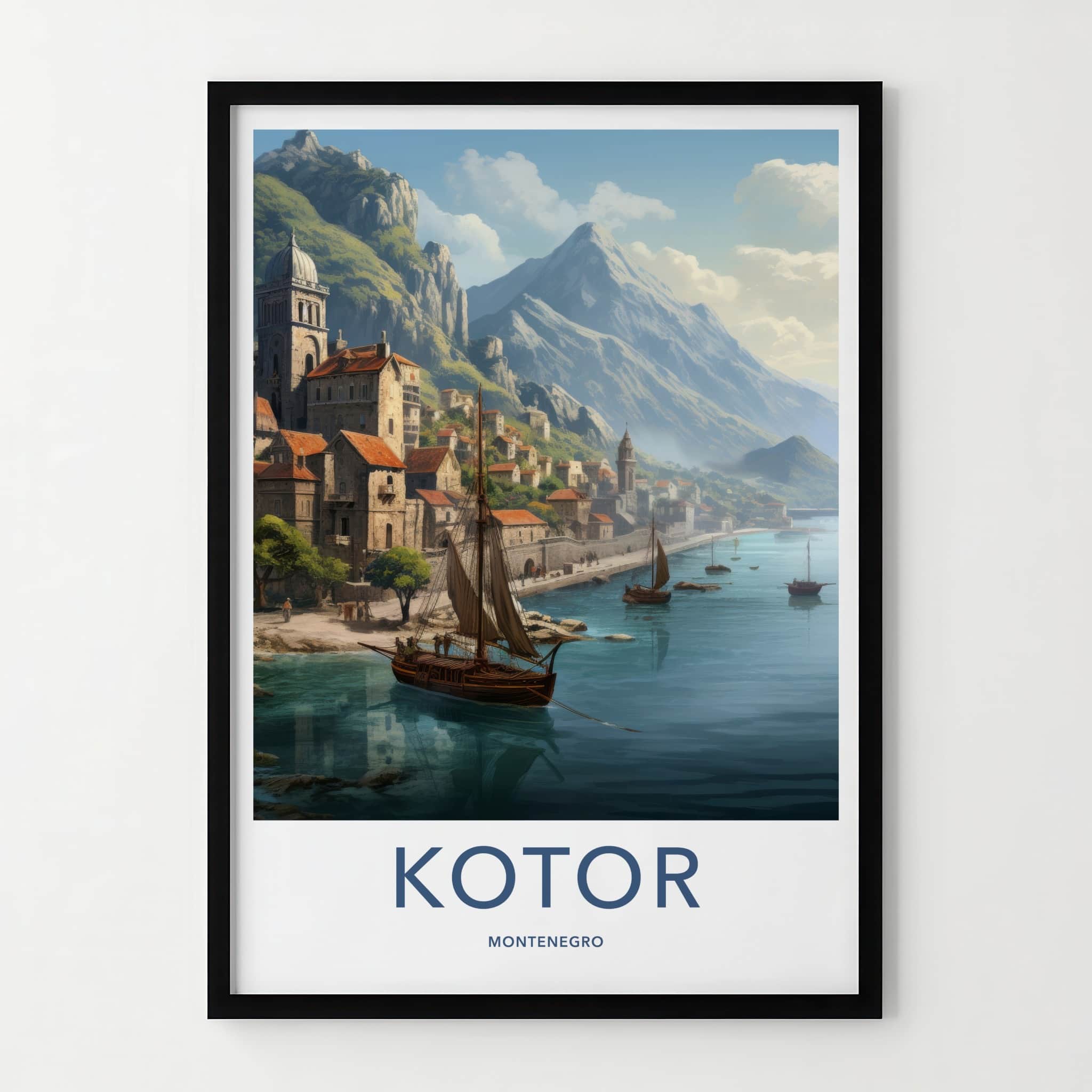 Kotor Poster - Montenegro Travel Art - Historic Bay Village Home Decor