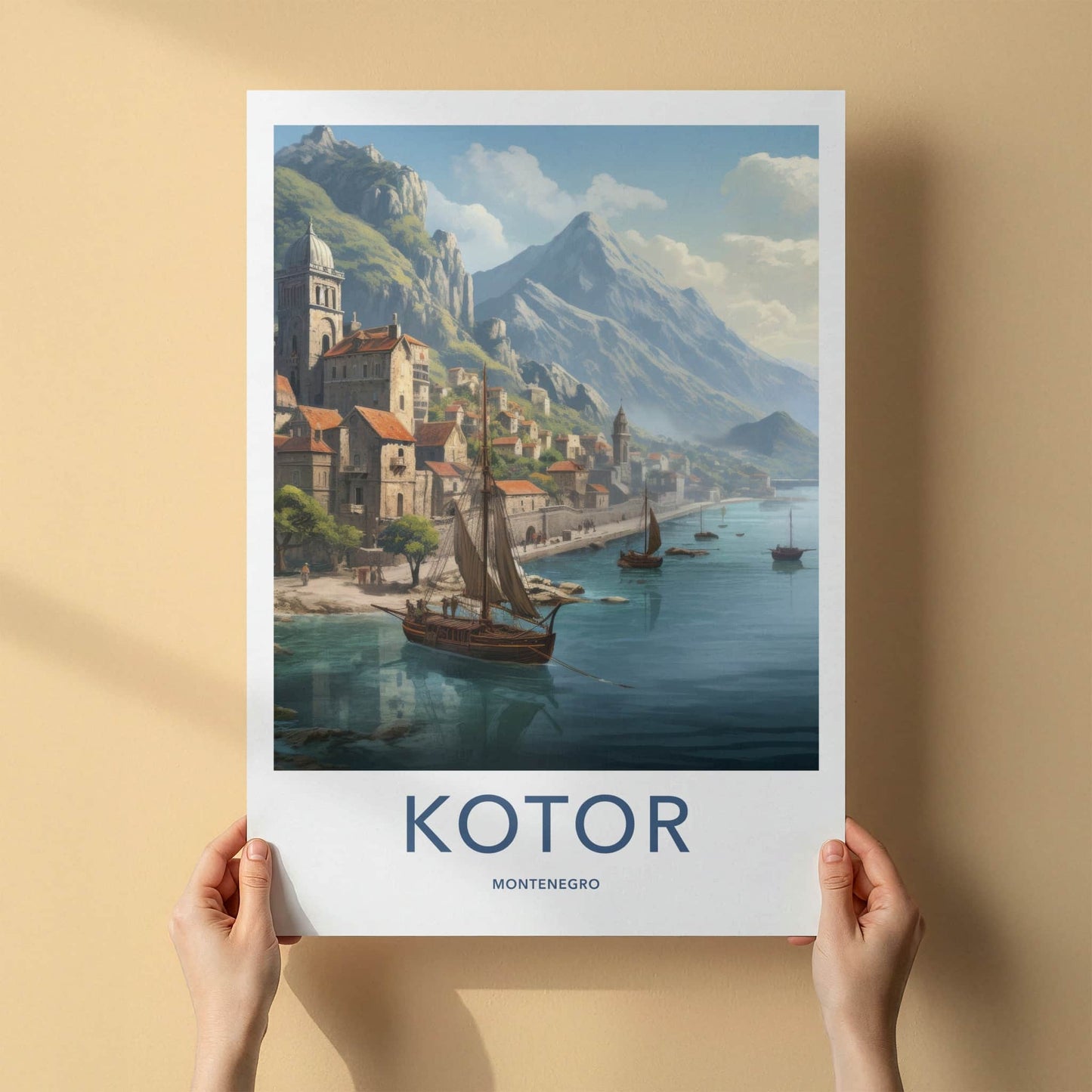 Kotor Poster - Montenegro Travel Art - Historic Bay Village Home Decor