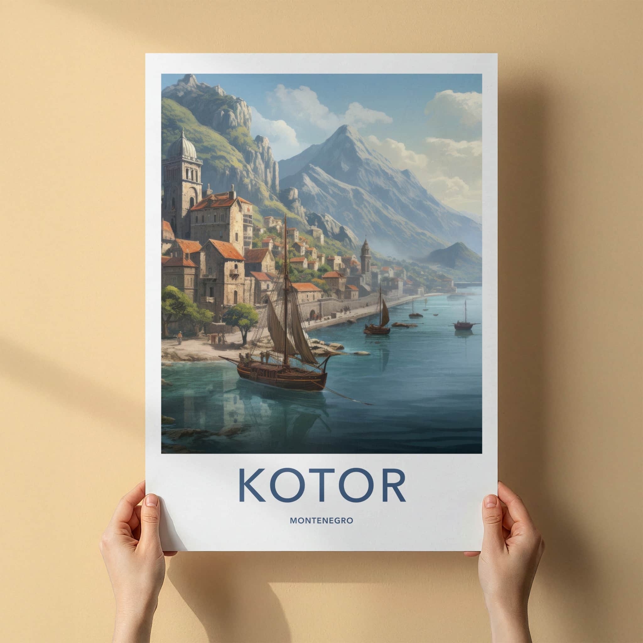 Kotor Poster - Montenegro Travel Art - Historic Bay Village Home Decor