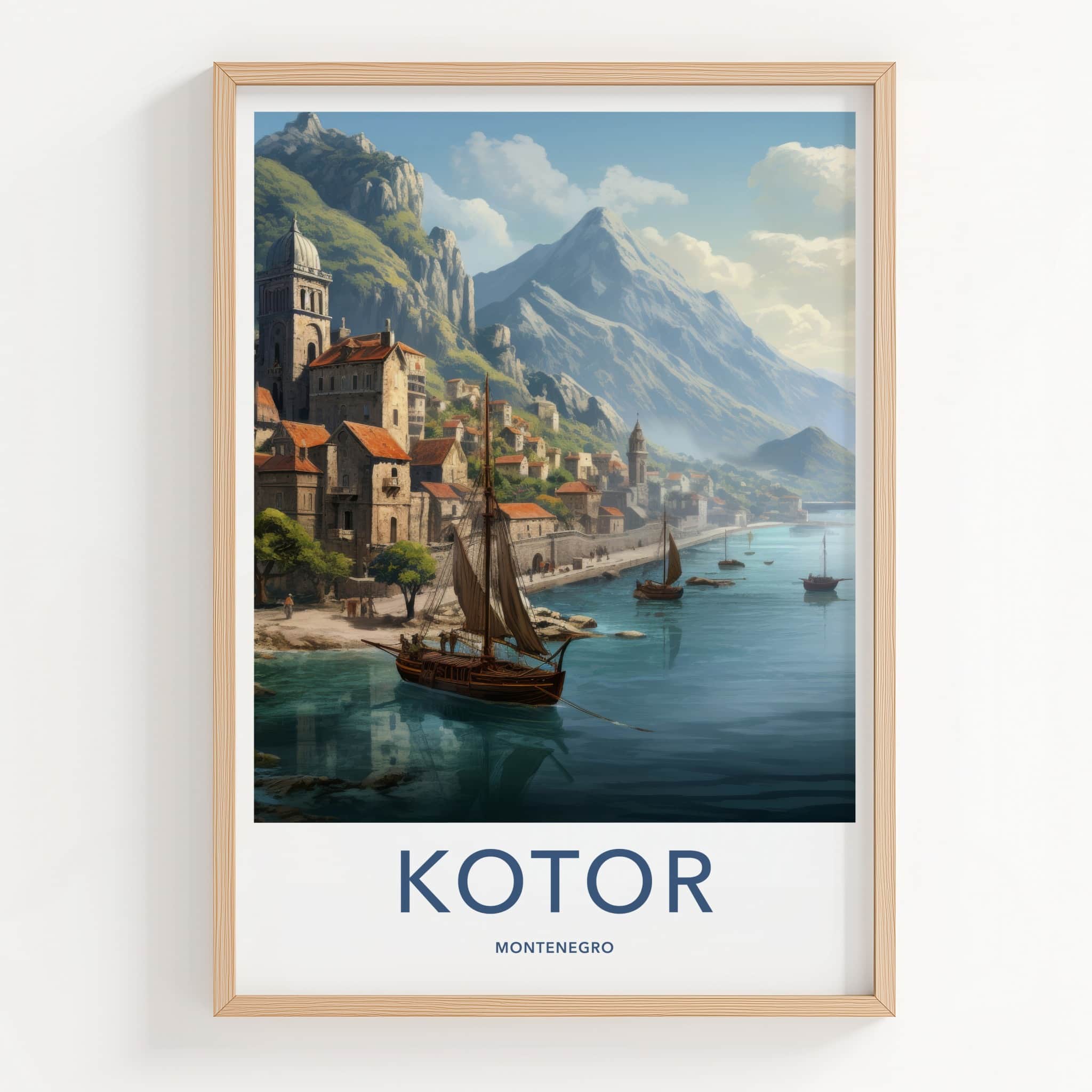 Kotor Poster - Montenegro Travel Art - Historic Bay Village Home Decor