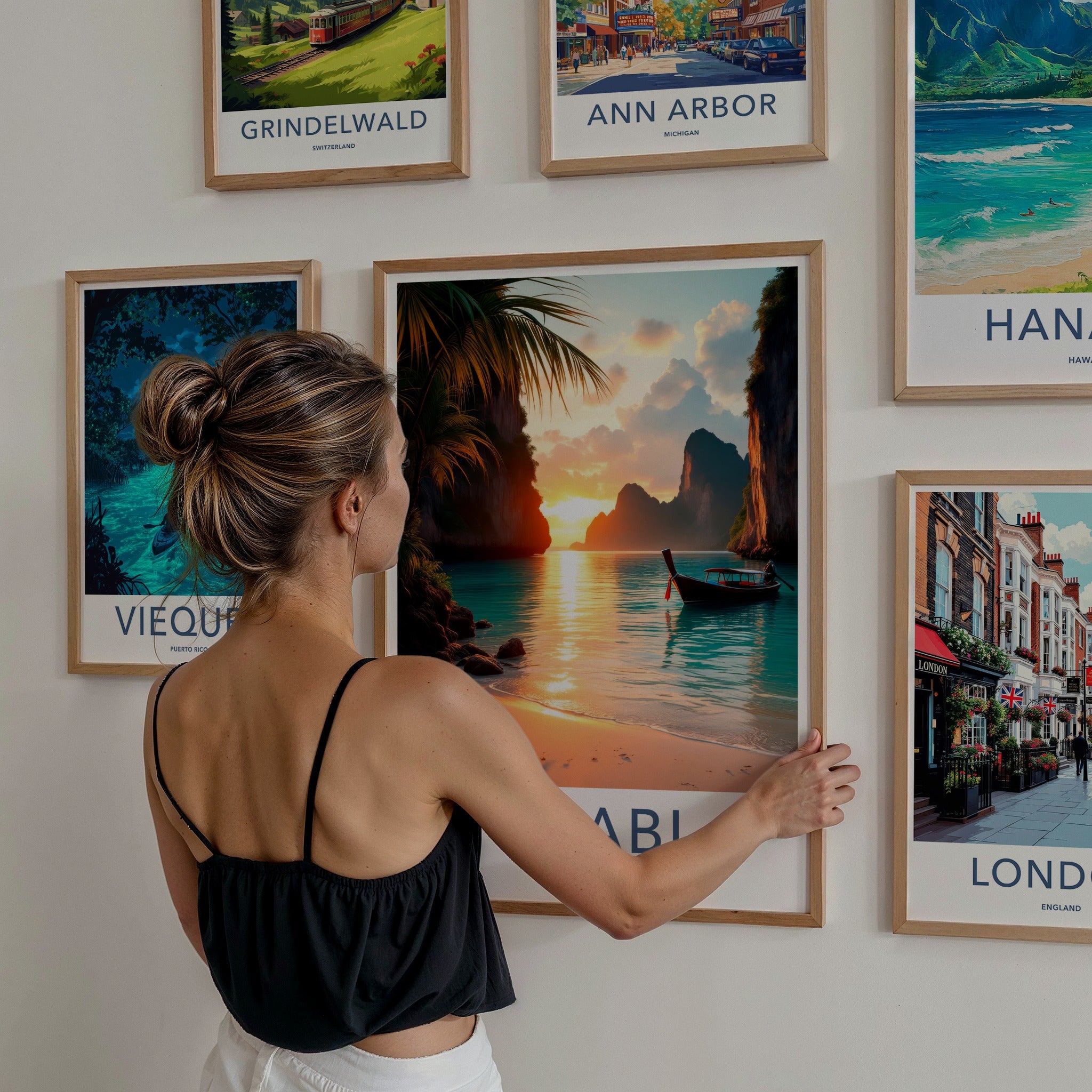Krabi Poster - Thailand Travel Art - Tropical Beach Sunset Home Decor