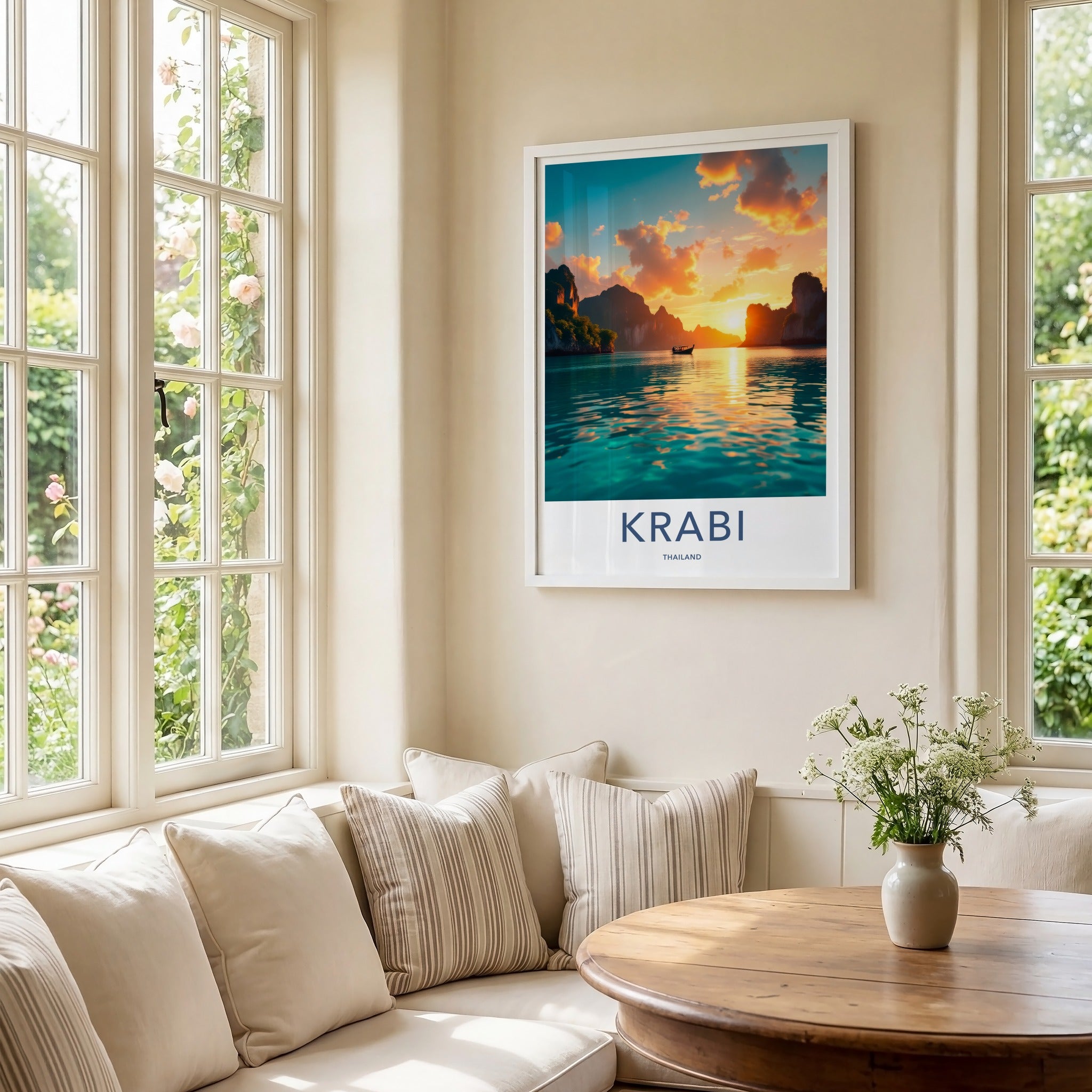 Krabi Poster - Thailand Travel Art - Tropical Island Sunset Home Decor
