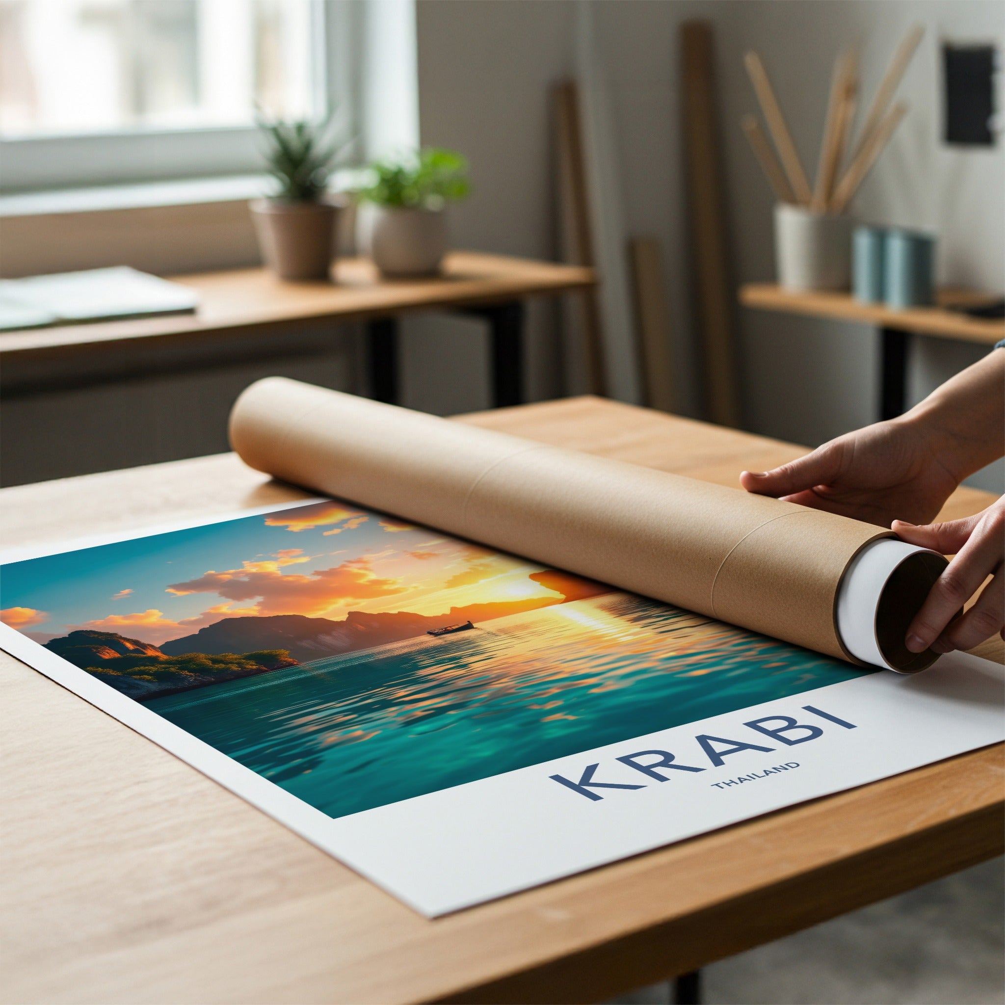 Krabi Poster - Thailand Travel Art - Tropical Island Sunset Home Decor