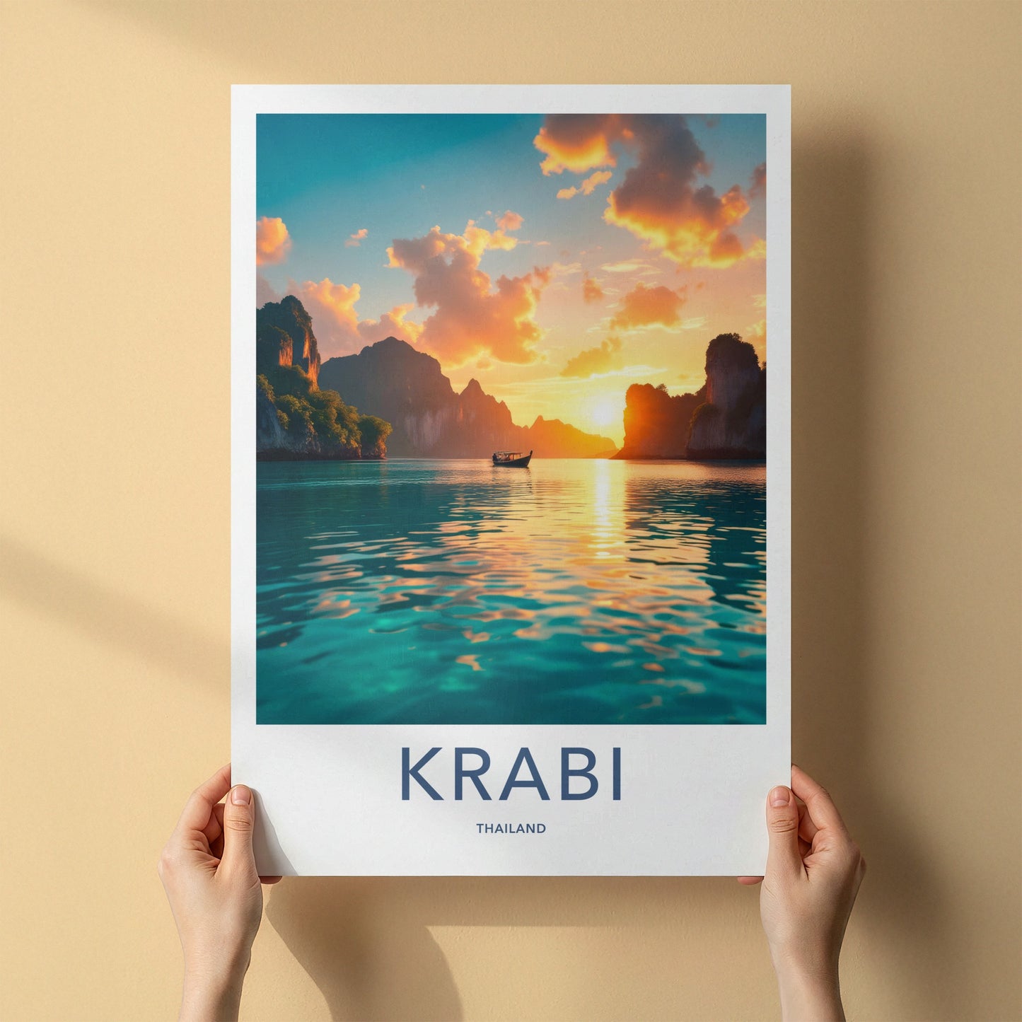 Krabi Poster - Thailand Travel Art - Tropical Island Sunset Home Decor