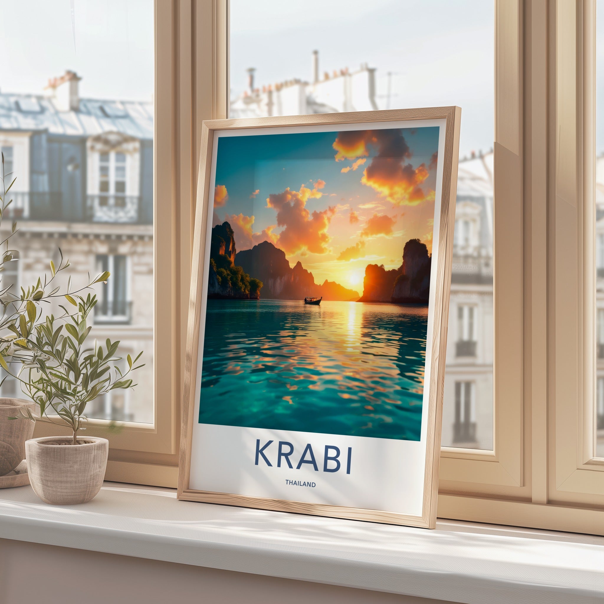 Krabi Poster - Thailand Travel Art - Tropical Island Sunset Home Decor