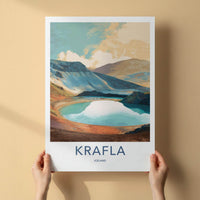Krafla Poster - Iceland Travel Art - Vibrant Crater Water Home Decor