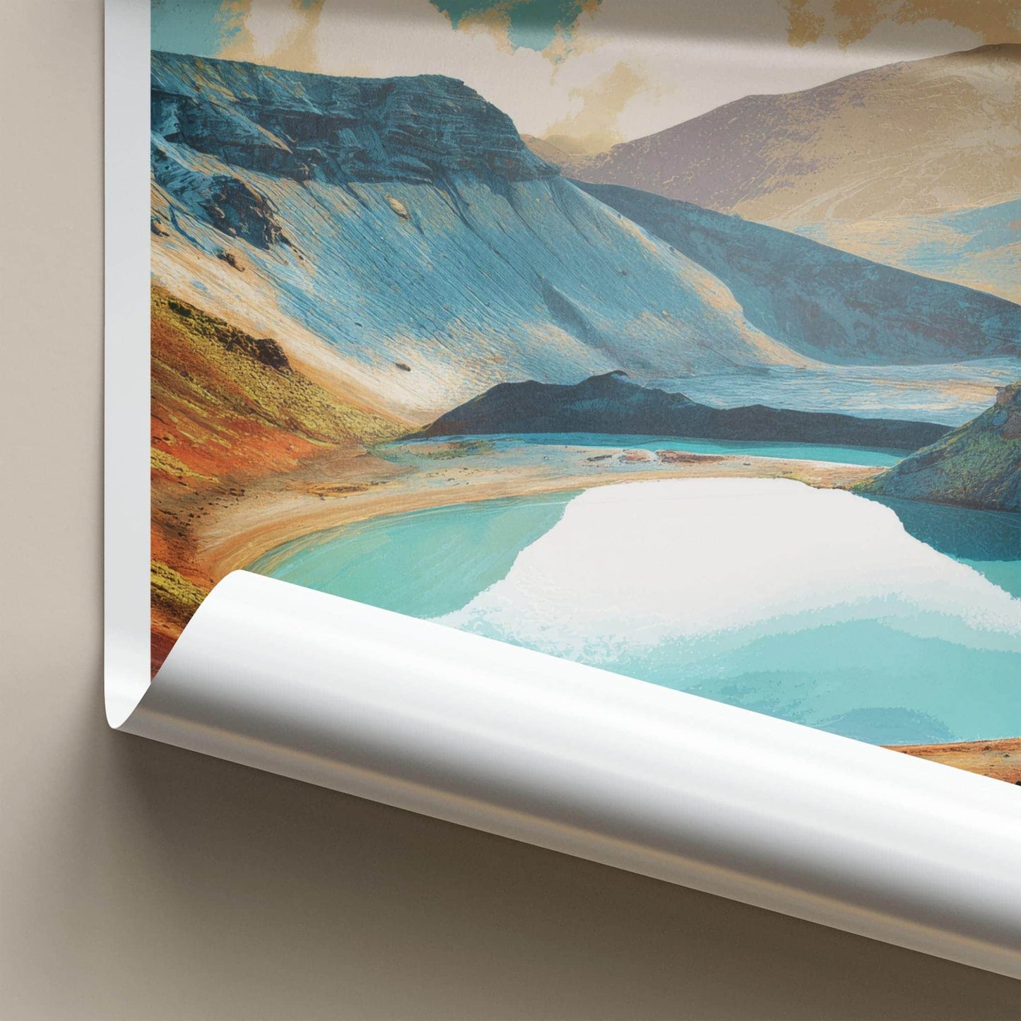 Krafla Poster - Iceland Travel Art - Vibrant Crater Water Home Decor