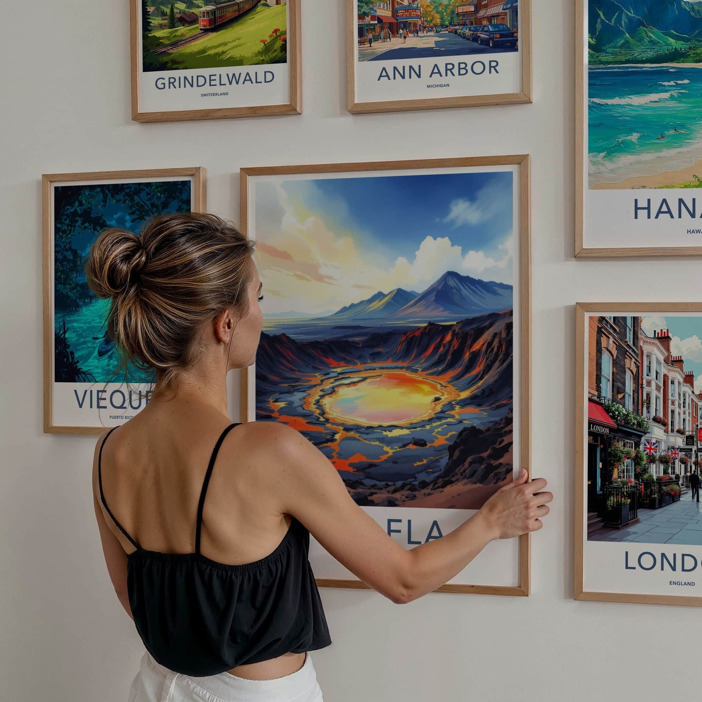 Krafla Poster - Iceland Travel Print - Molten Crater Landscape Lounge Decor