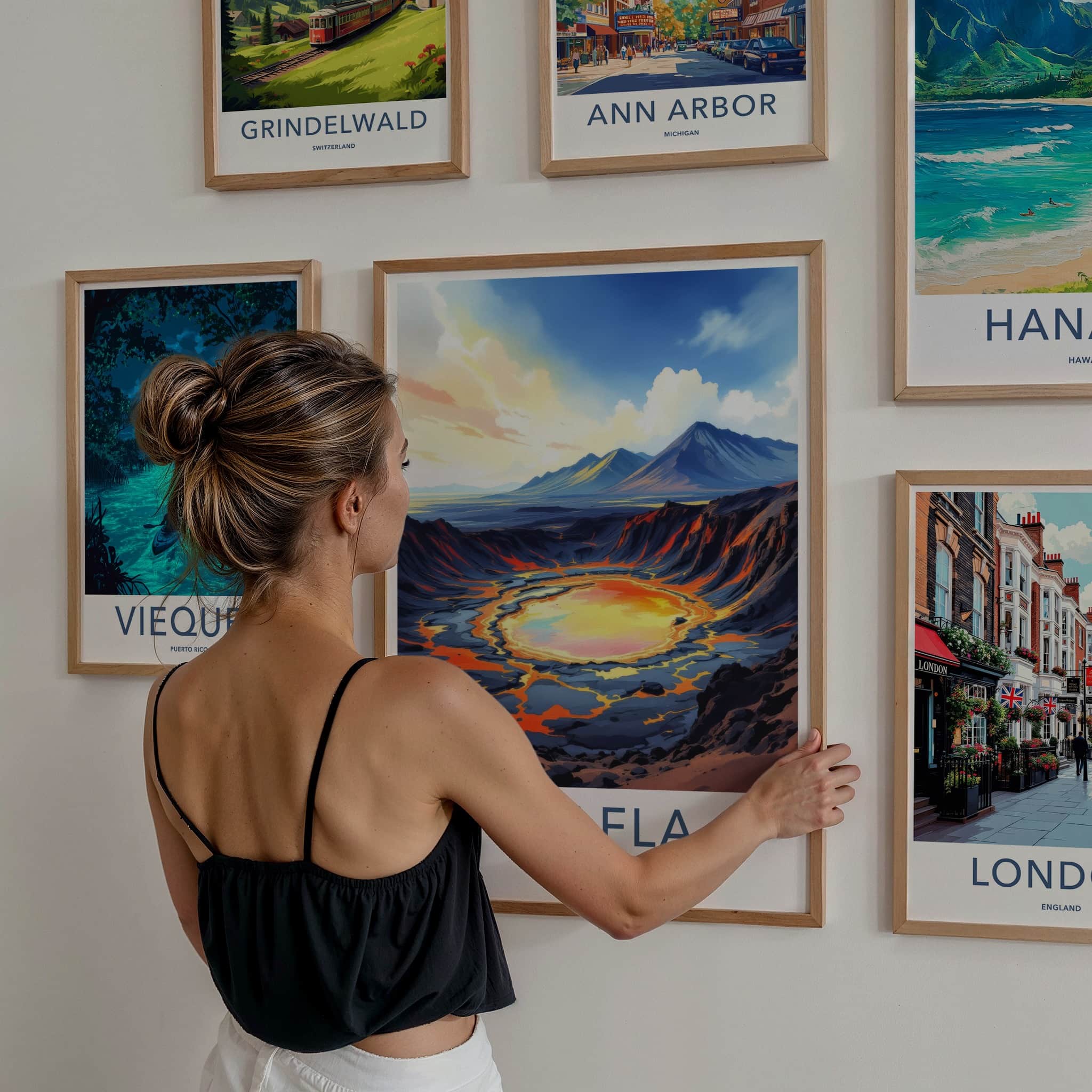 Krafla Poster - Iceland Travel Print - Molten Crater Landscape Lounge Decor