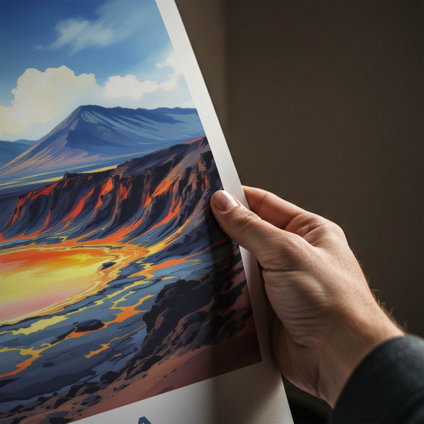 Krafla Poster - Iceland Travel Print - Molten Crater Landscape Lounge Decor