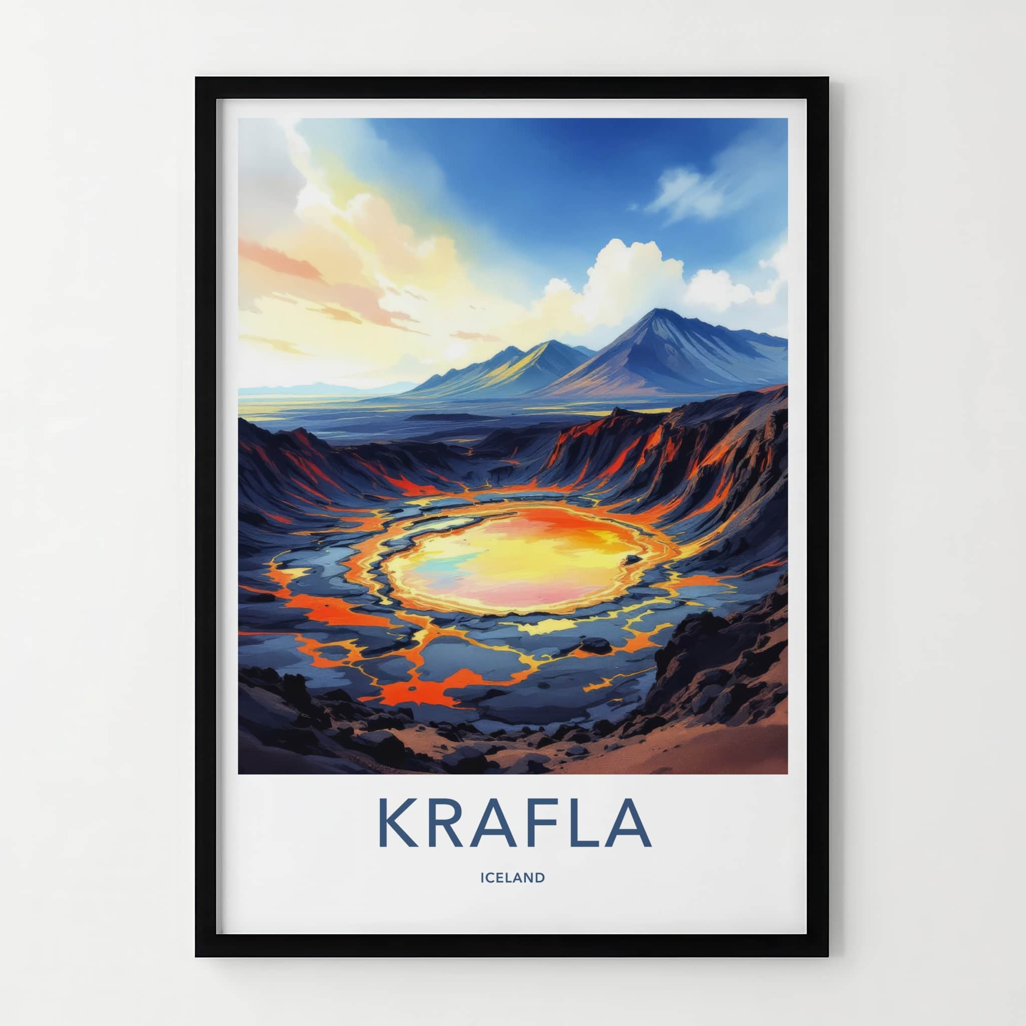 Krafla Poster - Iceland Travel Print - Molten Crater Landscape Lounge Decor