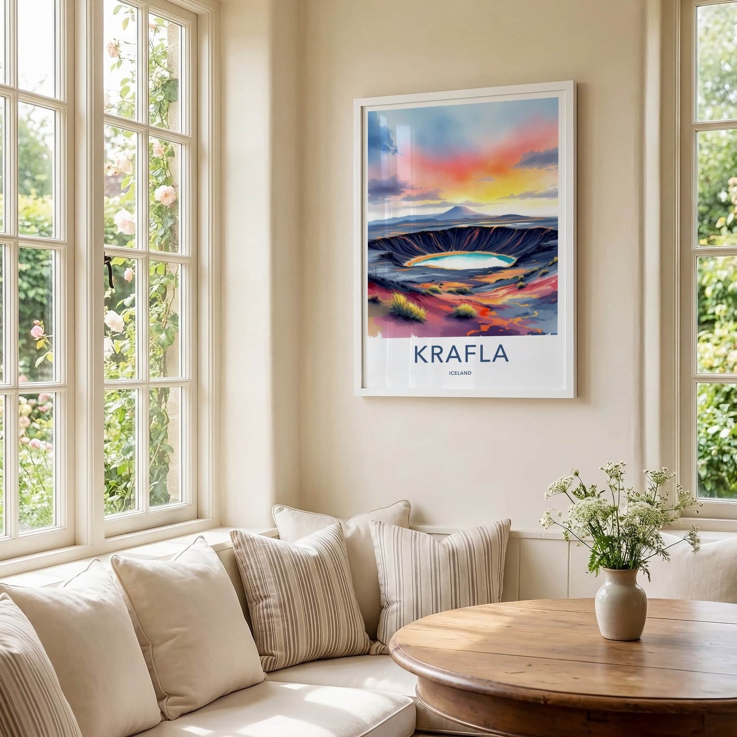 Krafla Poster - Iceland Wall Art - Vibrant Crater Lake Home Decor