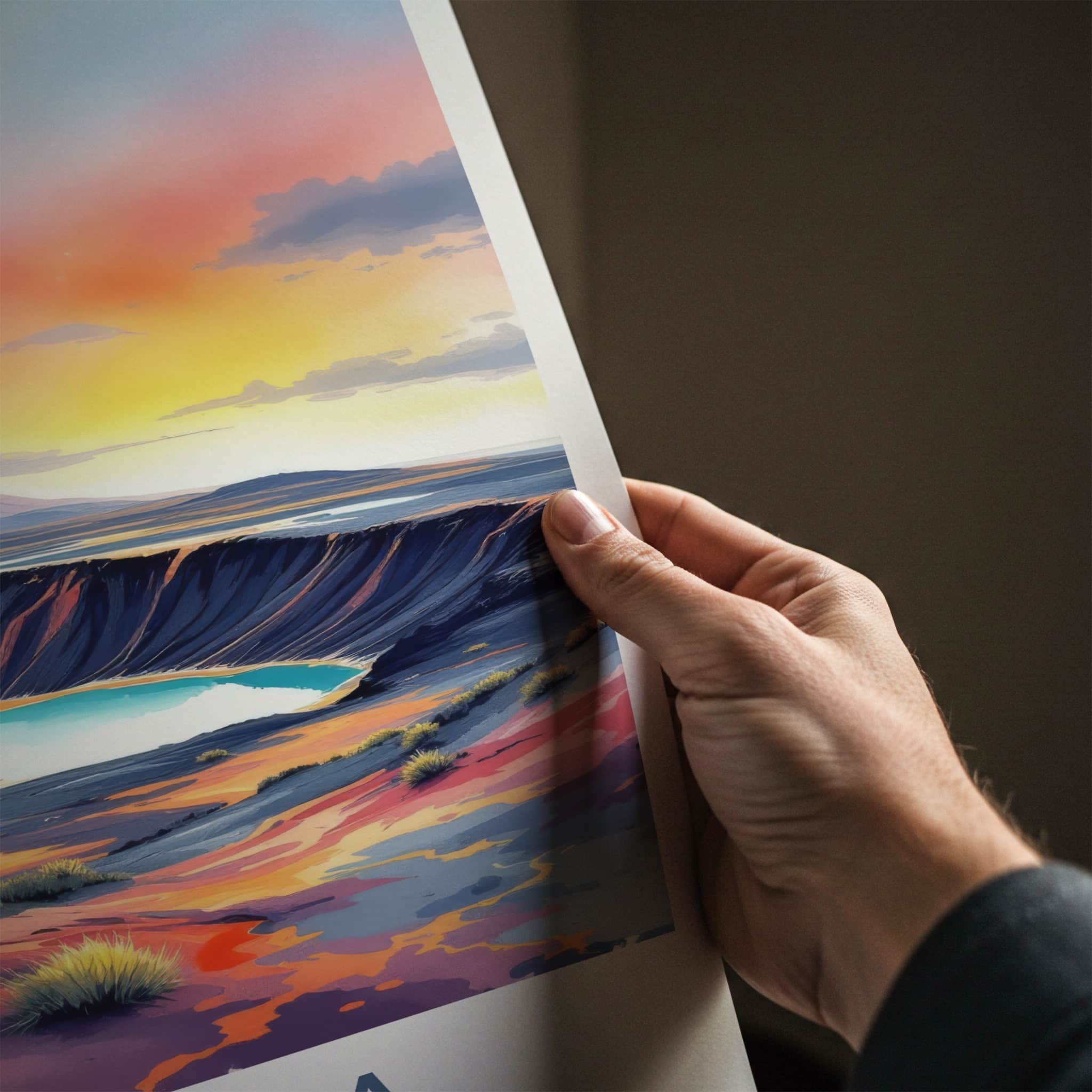 Krafla Poster - Iceland Wall Art - Vibrant Crater Lake Home Decor