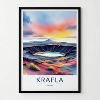 Krafla Poster - Iceland Wall Art - Vibrant Crater Lake Home Decor