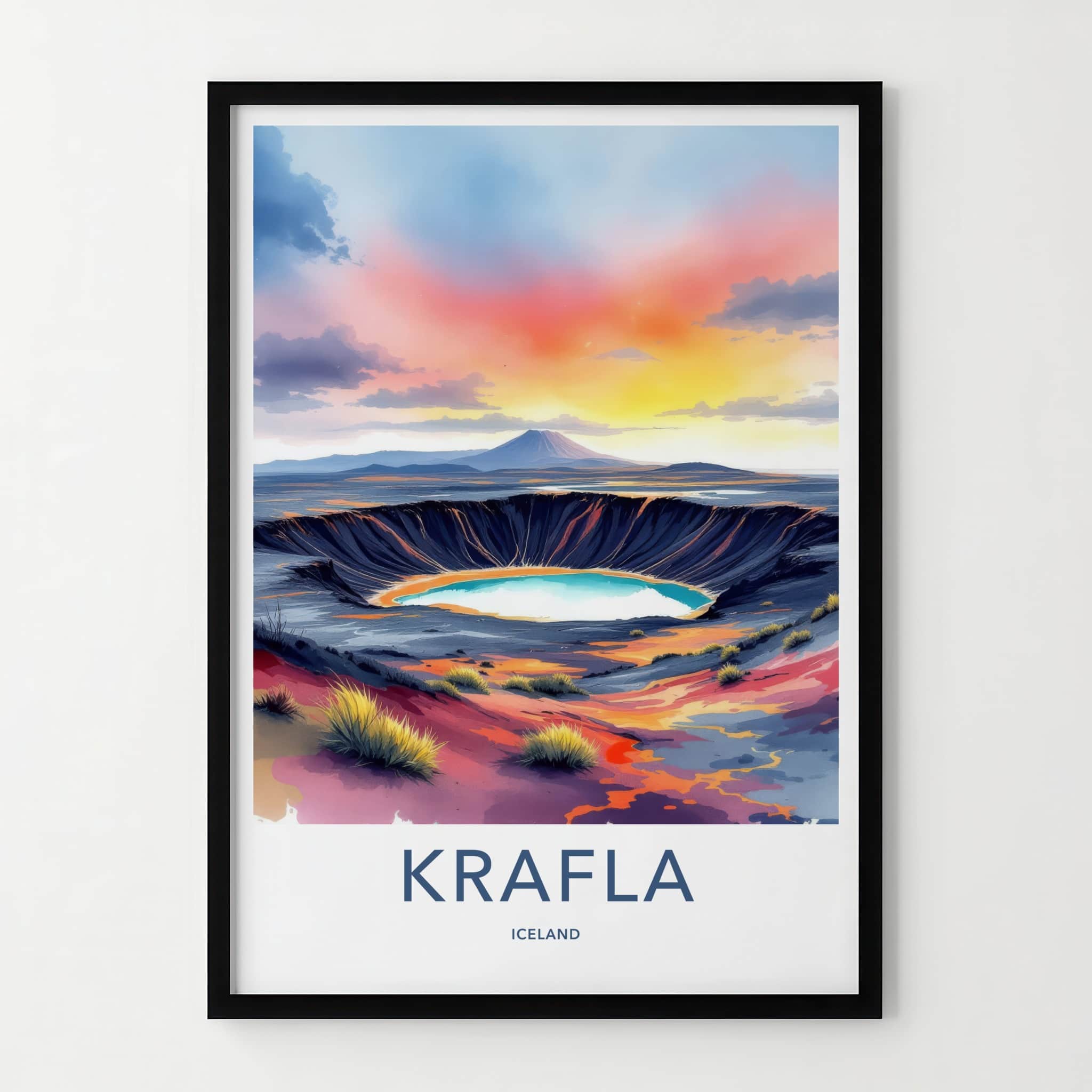 Krafla Poster - Iceland Wall Art - Vibrant Crater Lake Home Decor