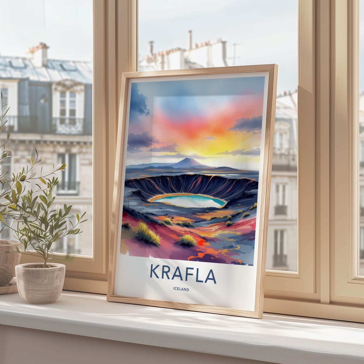 Krafla Poster - Iceland Wall Art - Vibrant Crater Lake Home Decor