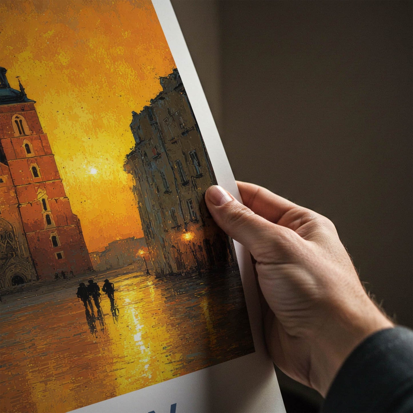 Krakow Poster - Poland Travel Art - Golden City Glow Gallery Art