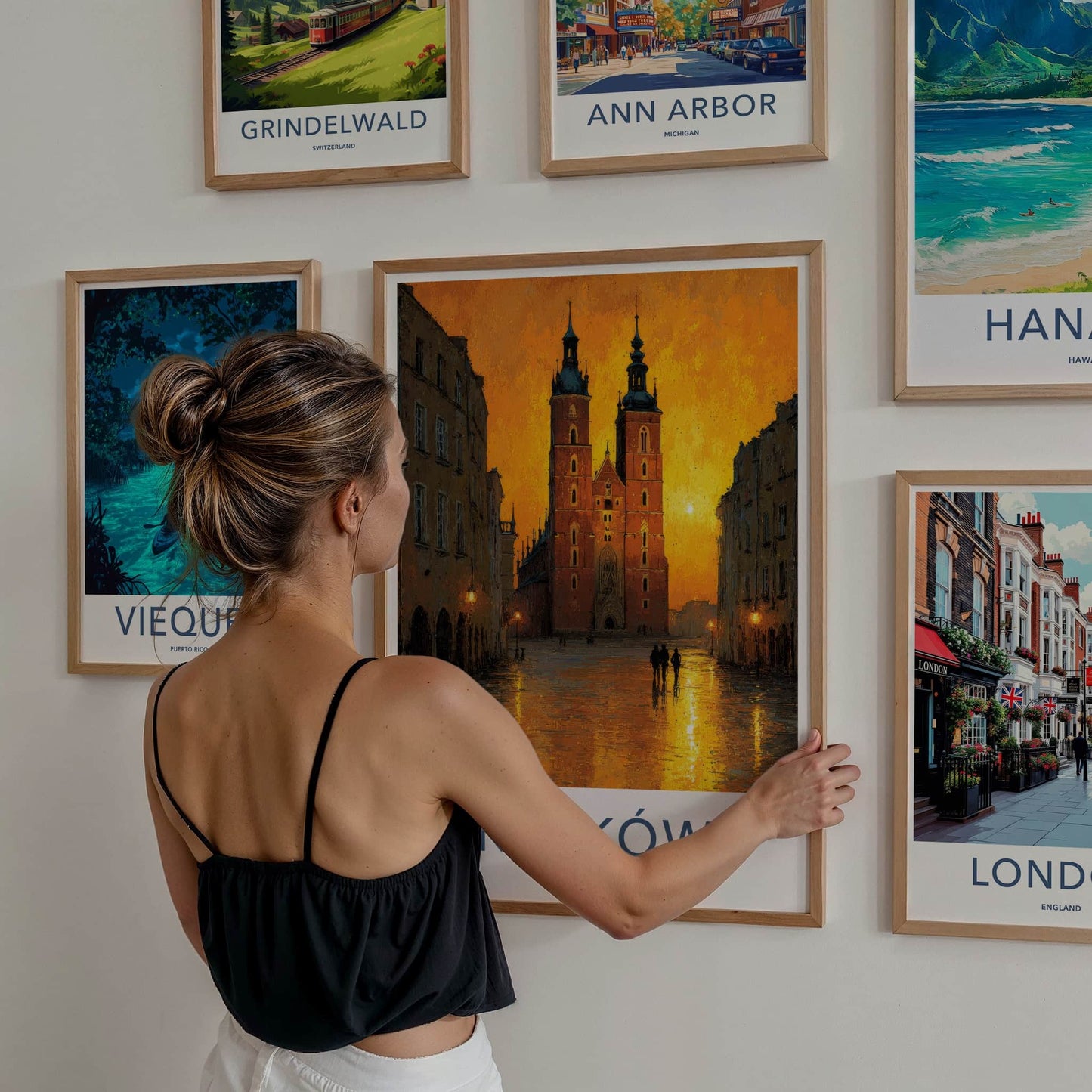 Krakow Poster - Poland Travel Art - Golden City Glow Gallery Art