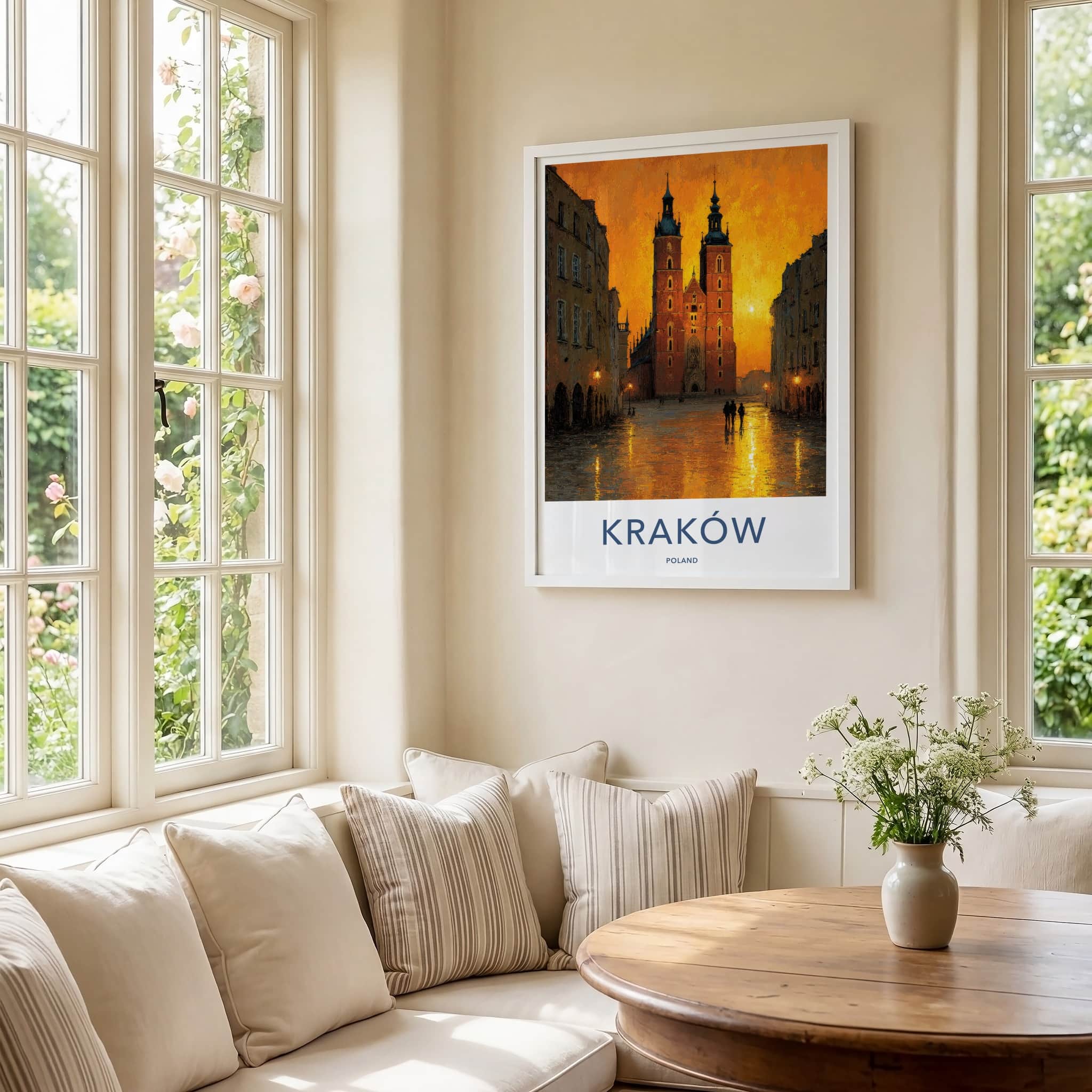 Krakow Poster - Poland Travel Art - Golden City Glow Gallery Art