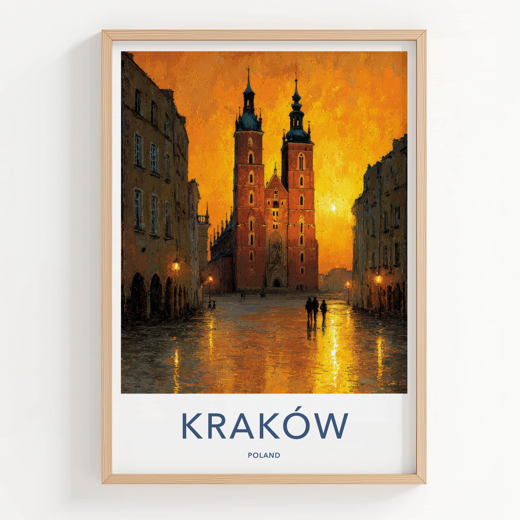 Krakow Poster - Poland Travel Art - Golden City Glow Gallery Art