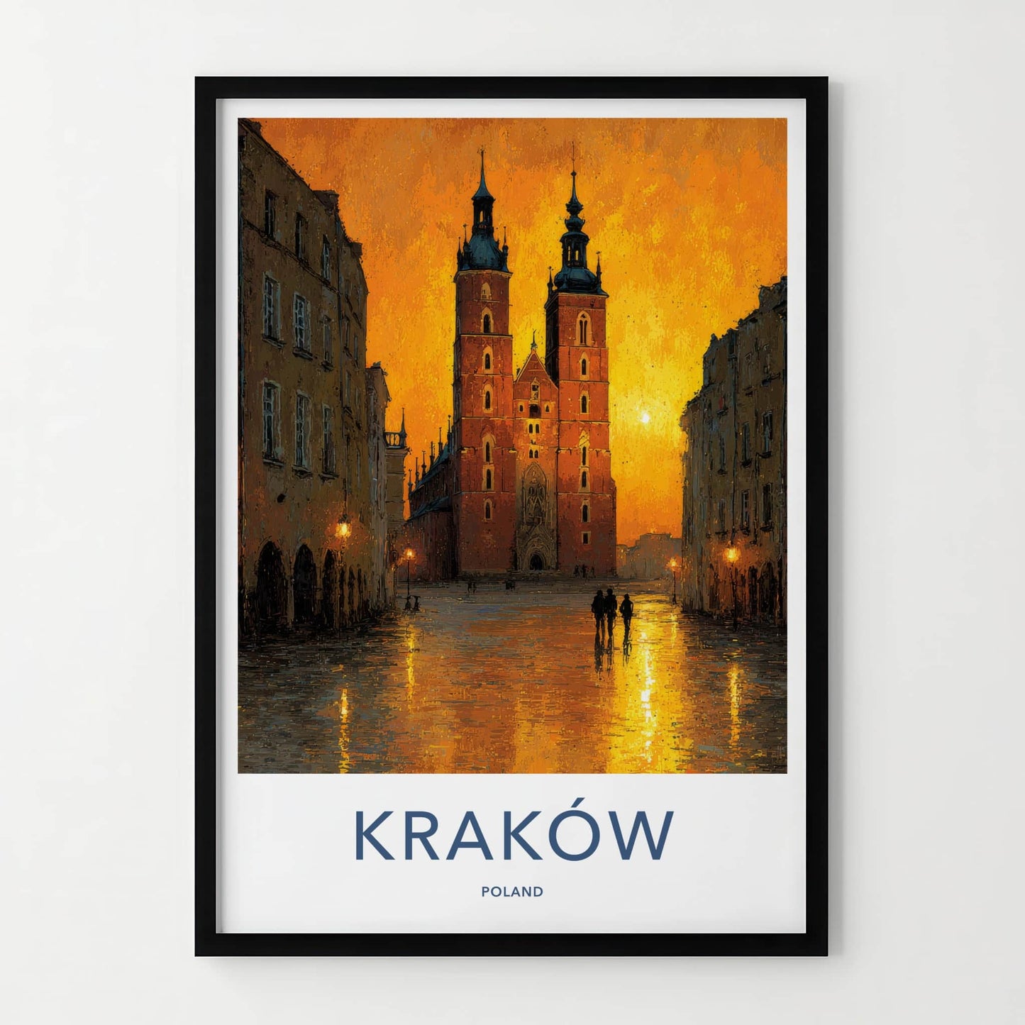 Krakow Poster - Poland Travel Art - Golden City Glow Gallery Art