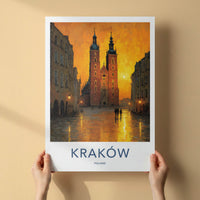 Krakow Poster - Poland Travel Art - Golden City Glow Gallery Art