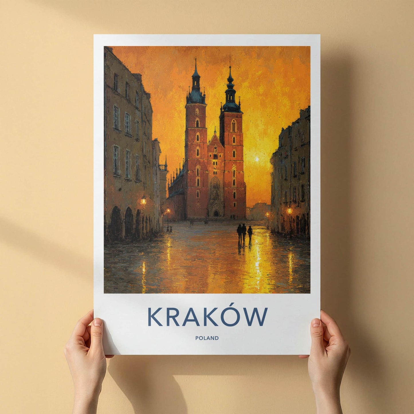 Krakow Poster - Poland Travel Art - Golden City Glow Gallery Art