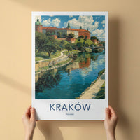 Krakow Poster - Poland Travel Art - Historic Castle River Home Decor