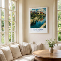 Krakow Poster - Poland Travel Art - Historic Castle River Home Decor
