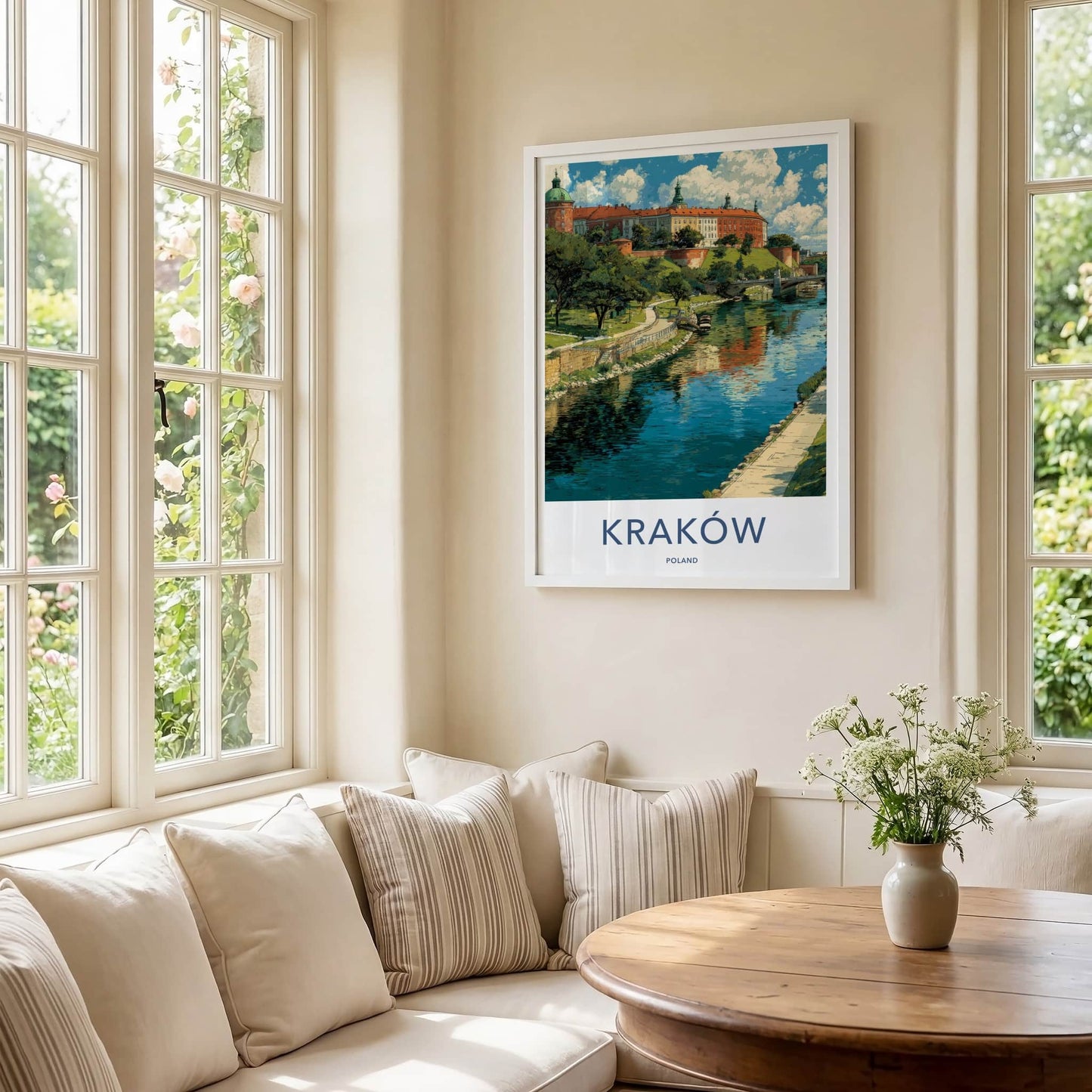 Krakow Poster - Poland Travel Art - Historic Castle River Home Decor