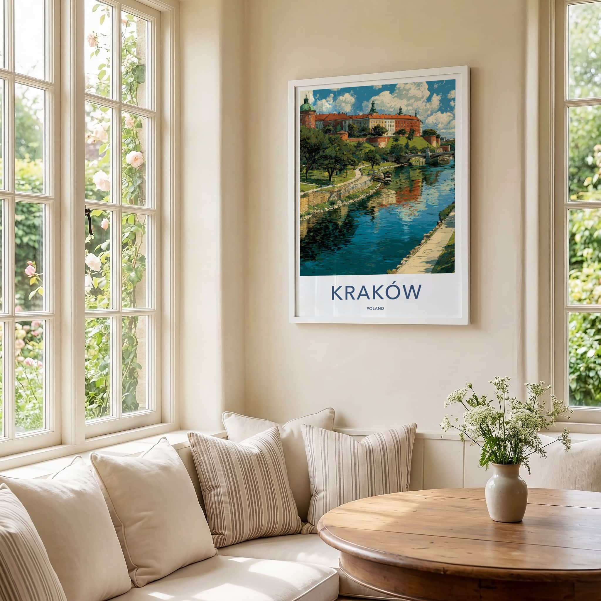 Krakow Poster - Poland Travel Art - Historic Castle River Home Decor