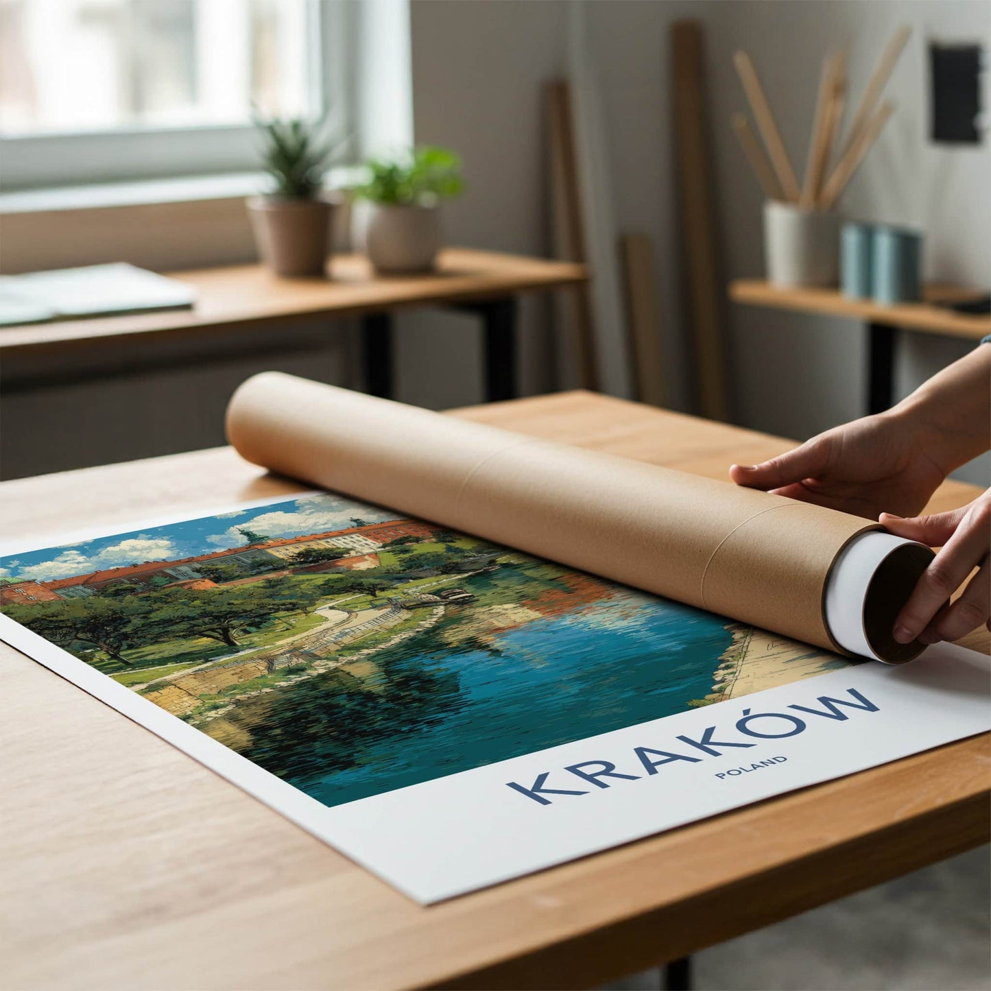 Krakow Poster - Poland Travel Art - Historic Castle River Home Decor