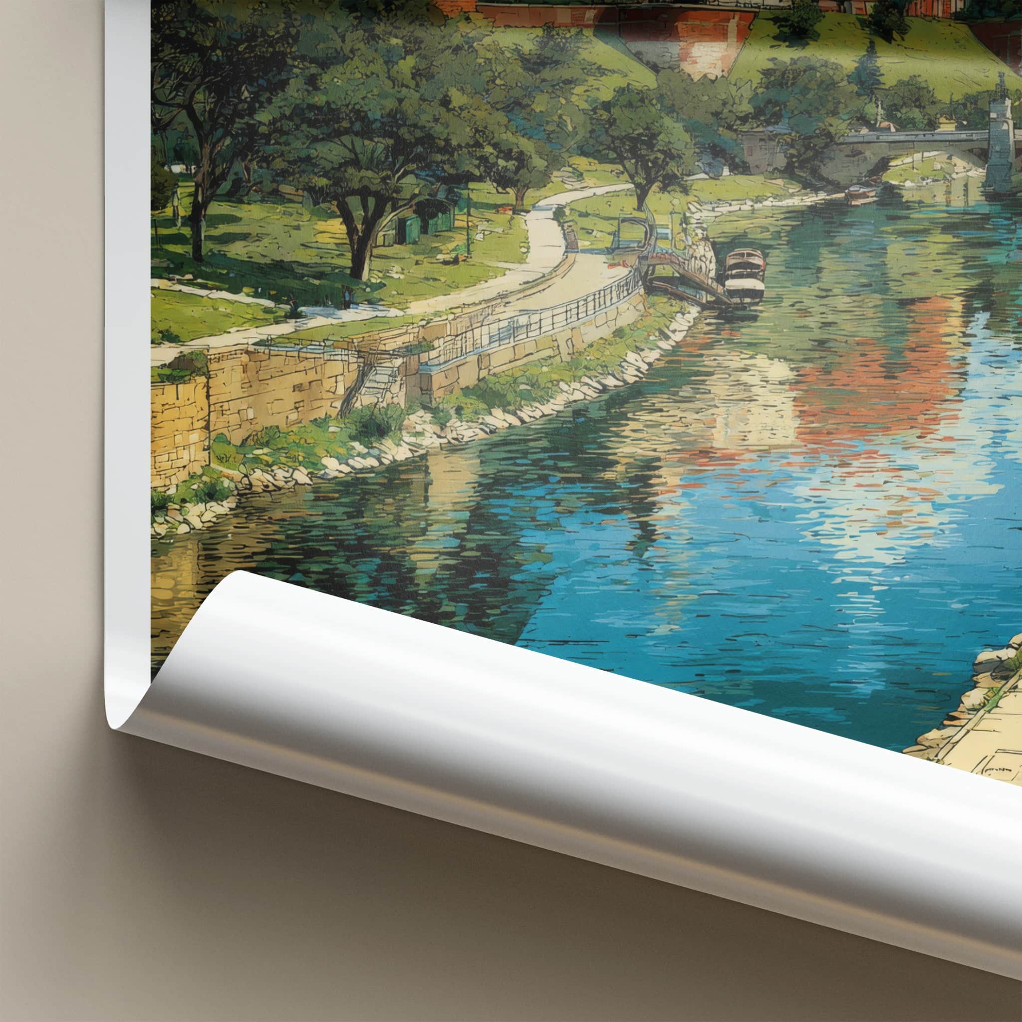 Krakow Poster - Poland Travel Art - Historic Castle River Home Decor