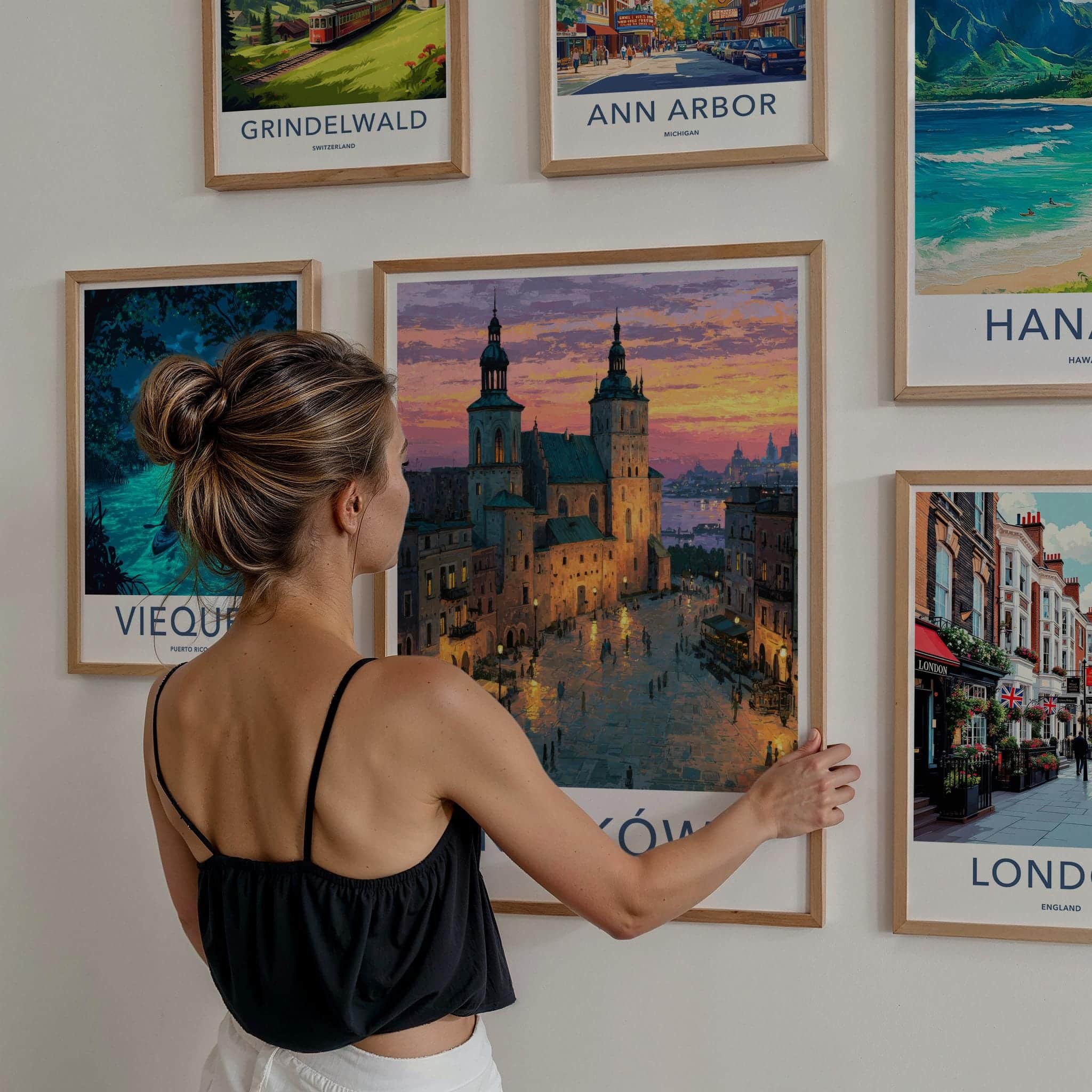 Krakow Poster - Poland Travel Art - Historic Cityscape Sunset Wall Decor
