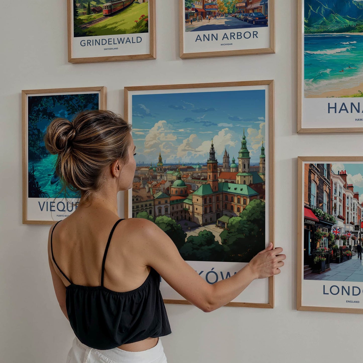 Krakow Poster - Poland Travel Art - Historic Cityscape View Home Decor