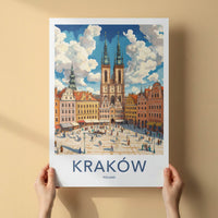 Krakow Poster - Poland Travel Art - Historic Market Square Home Decor