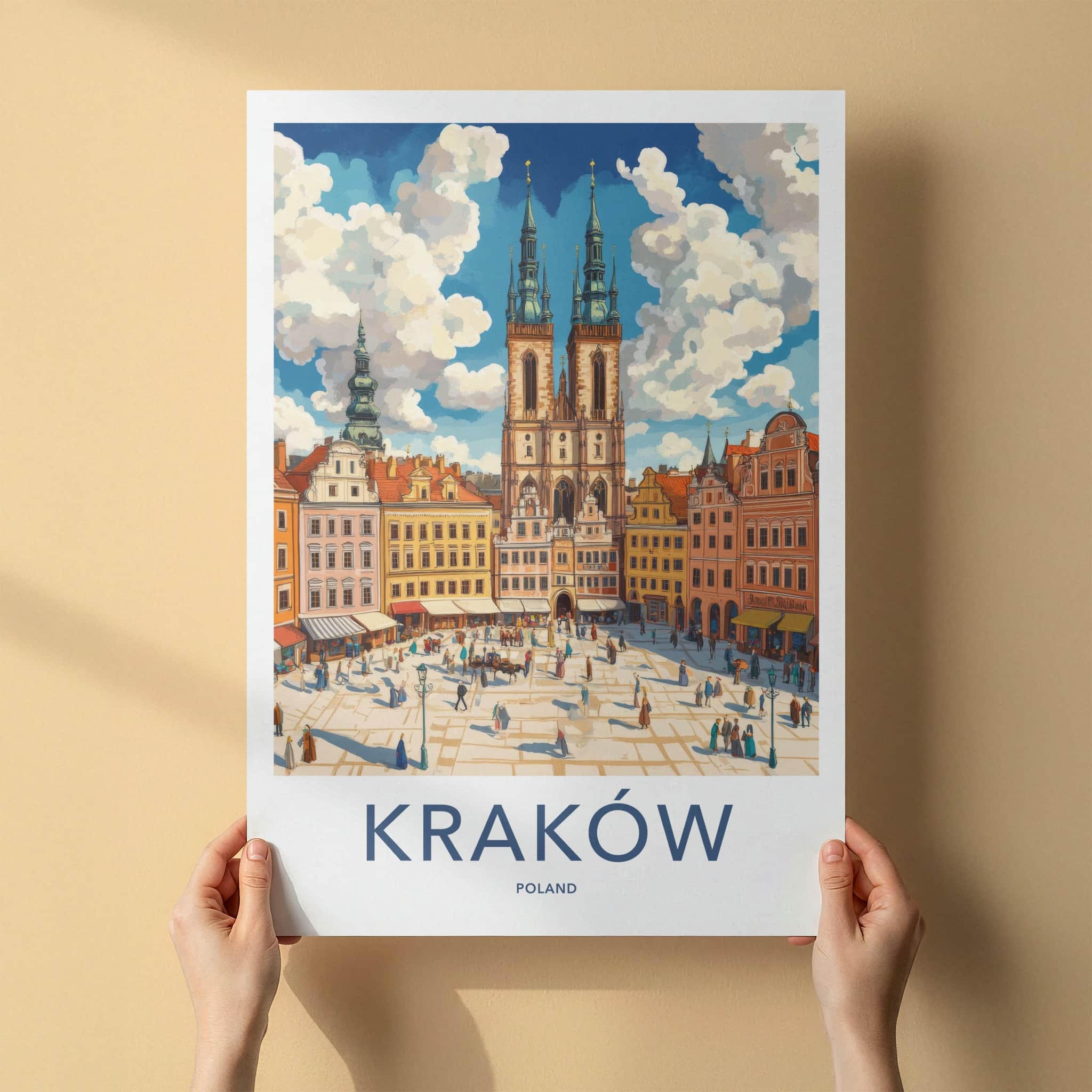 Krakow Poster - Poland Travel Art - Historic Market Square Home Decor