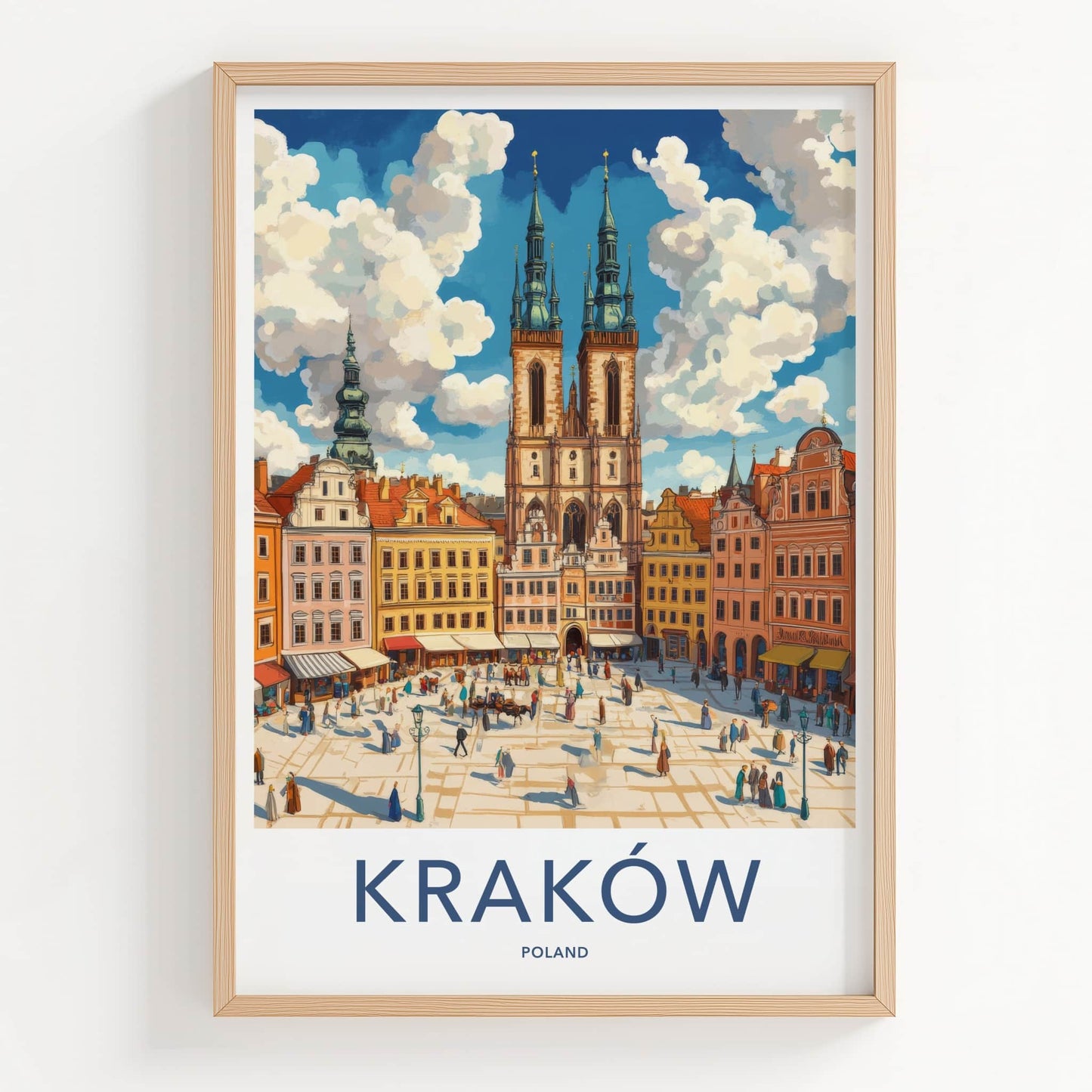 Krakow Poster - Poland Travel Art - Historic Market Square Home Decor