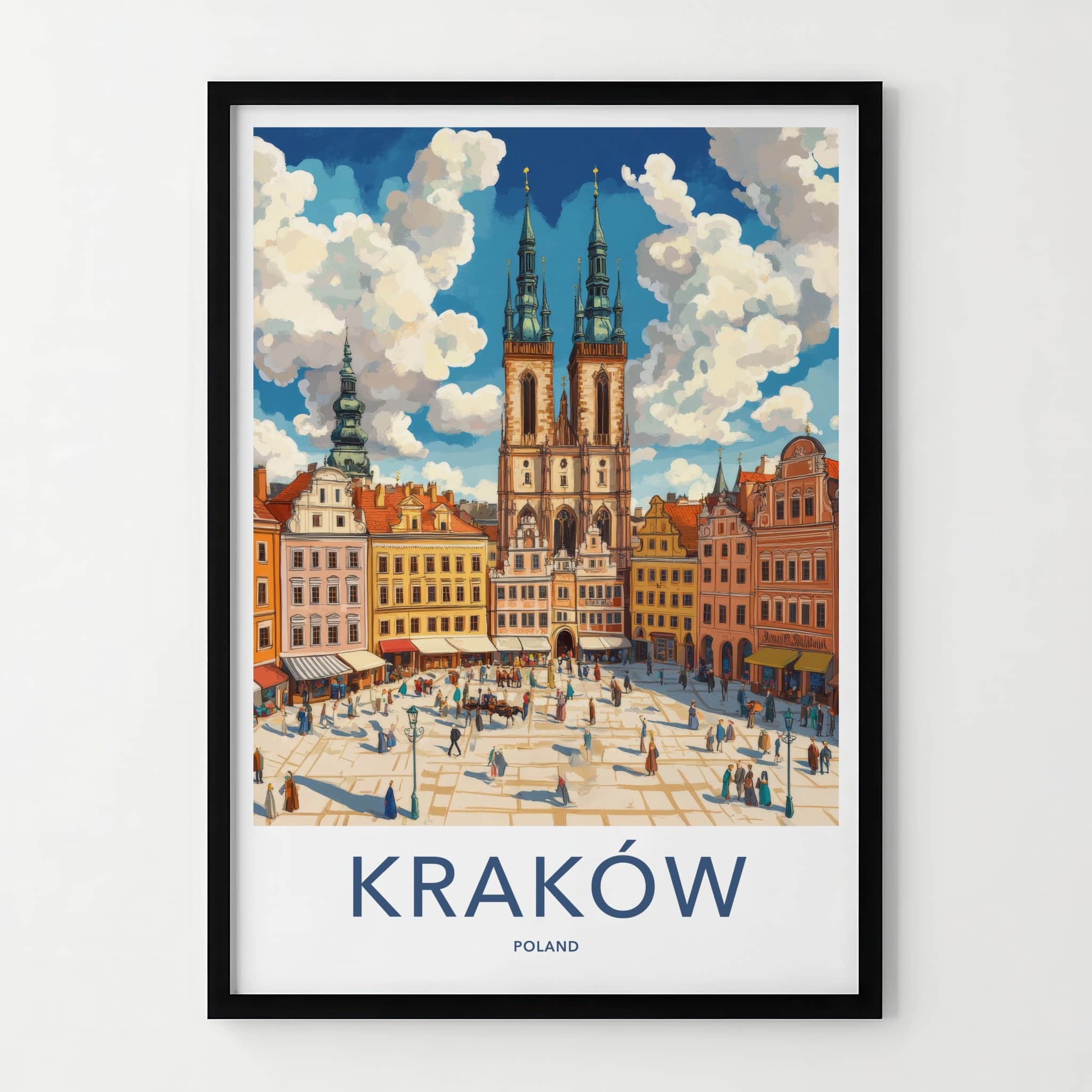 Krakow Poster - Poland Travel Art - Historic Market Square Home Decor