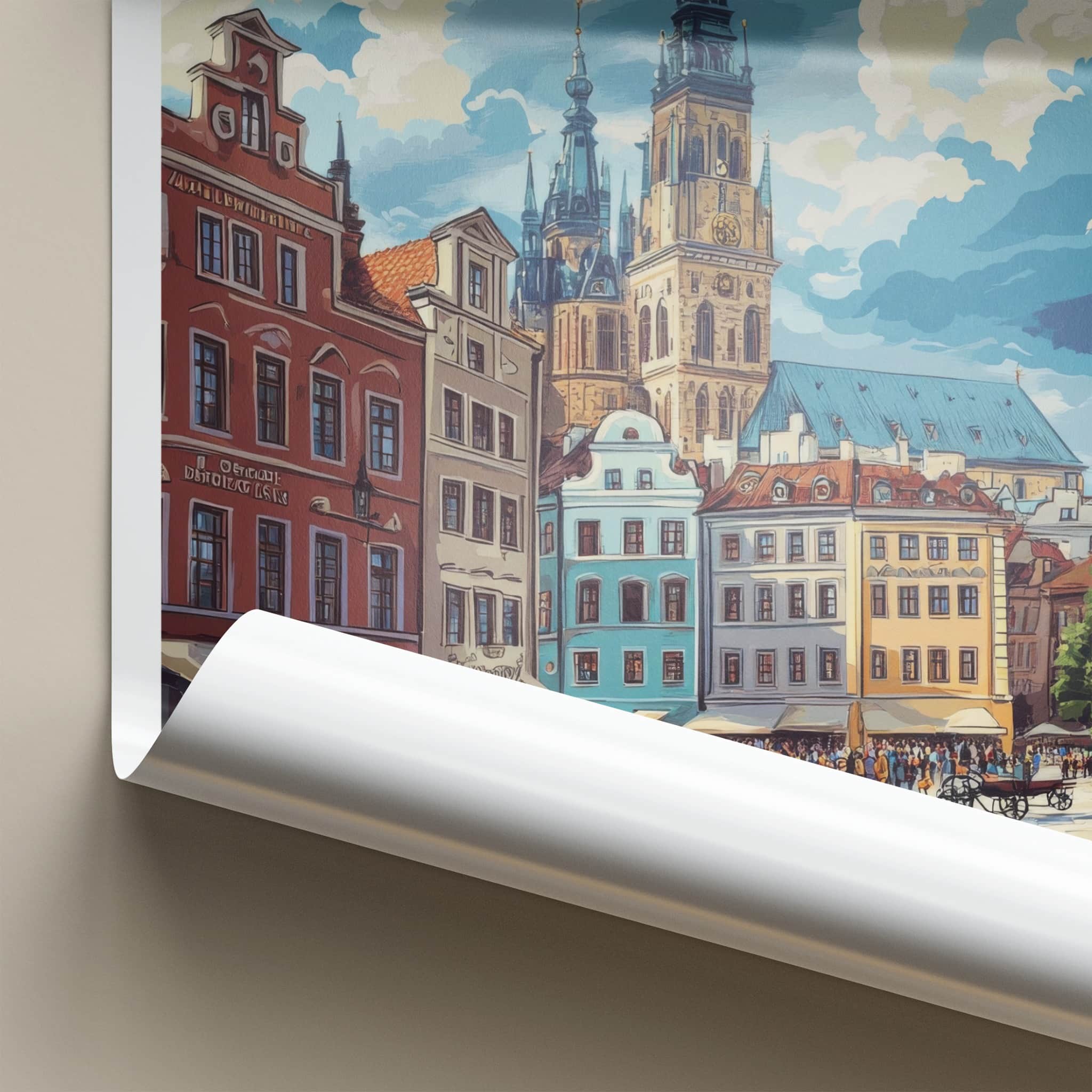 Krakow Poster - Poland Travel Art - Historic Market Square Home Decor