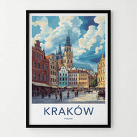 Krakow Poster - Poland Travel Art - Historic Market Square Home Decor