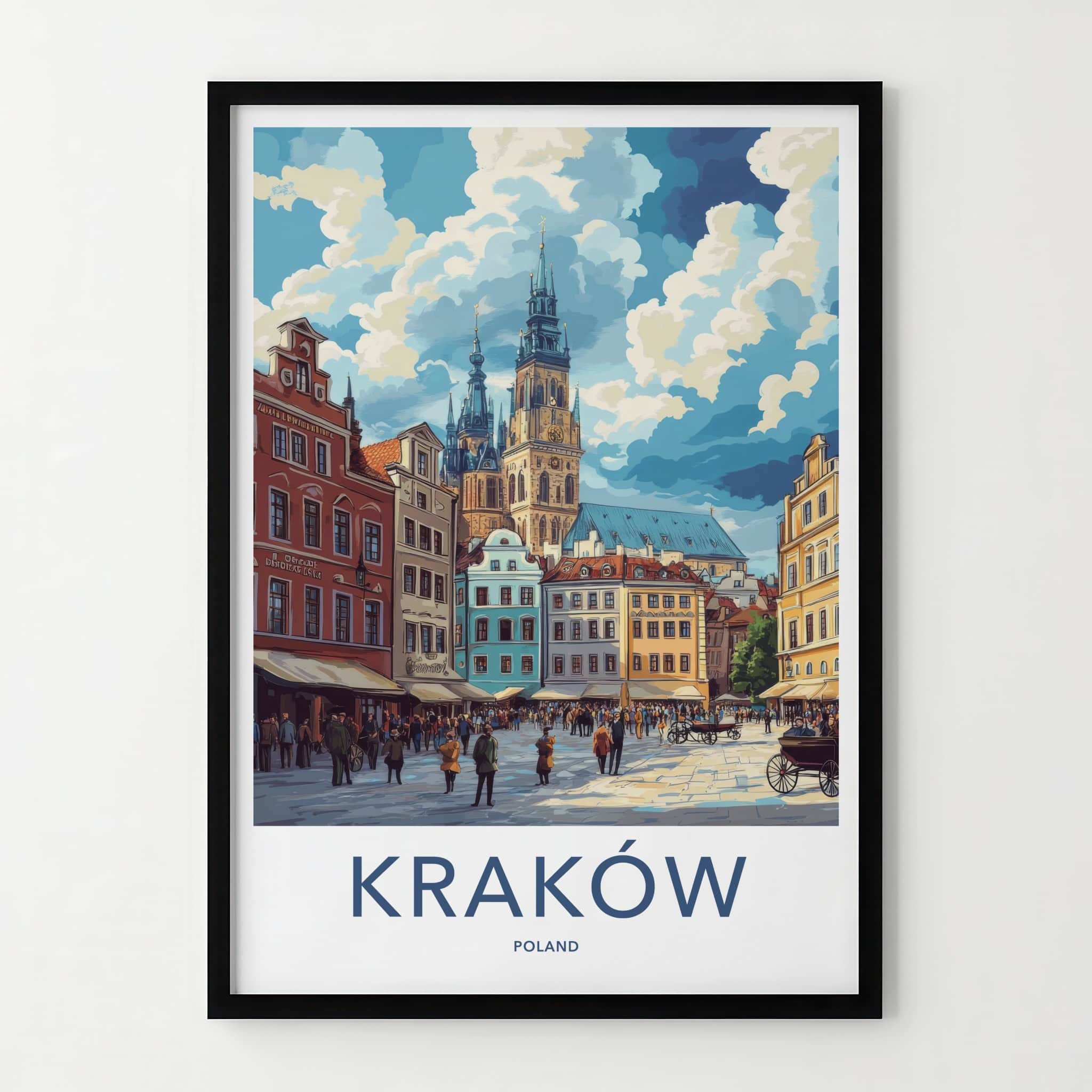 Krakow Poster - Poland Travel Art - Historic Market Square Home Decor