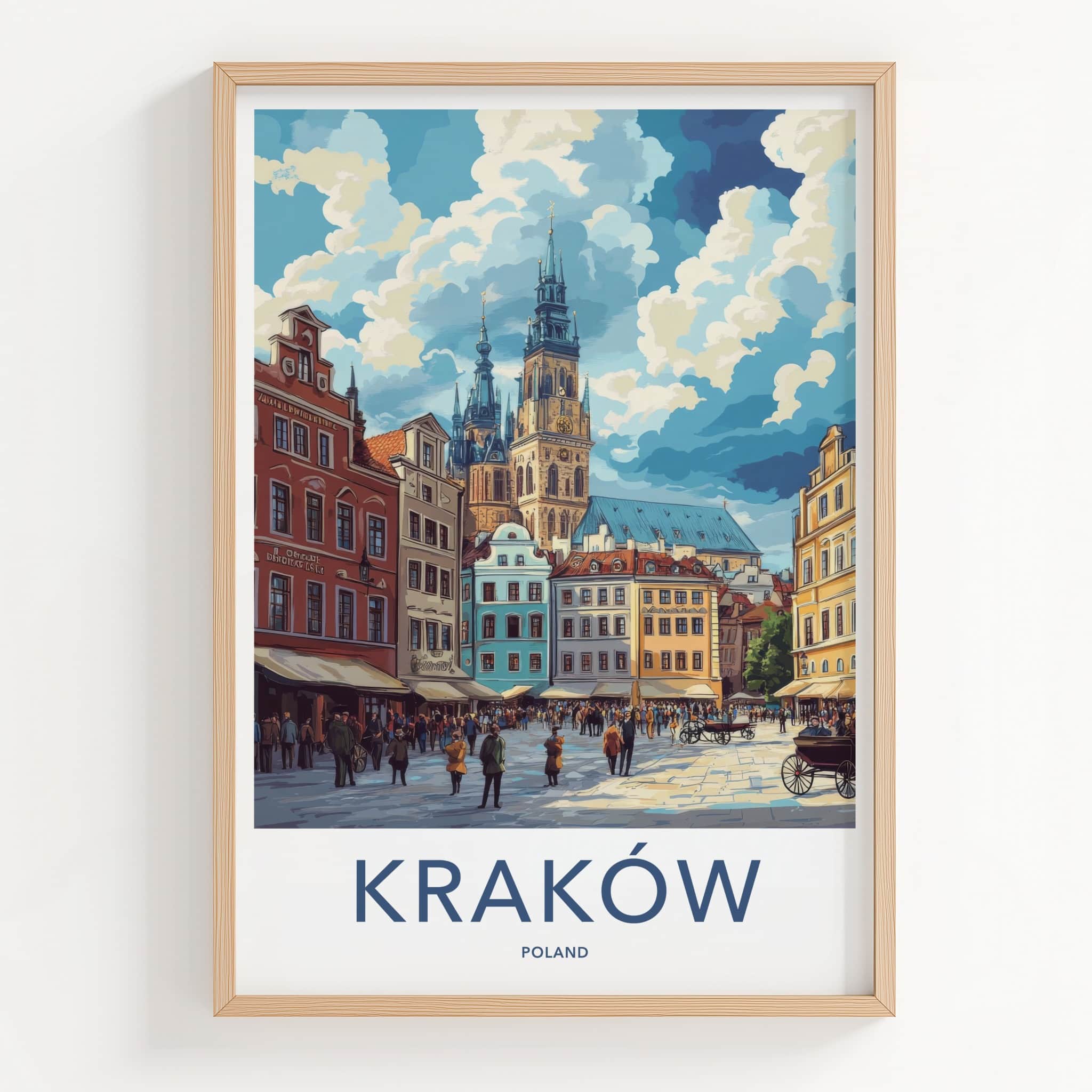 Krakow Poster - Poland Travel Art - Historic Market Square Home Decor