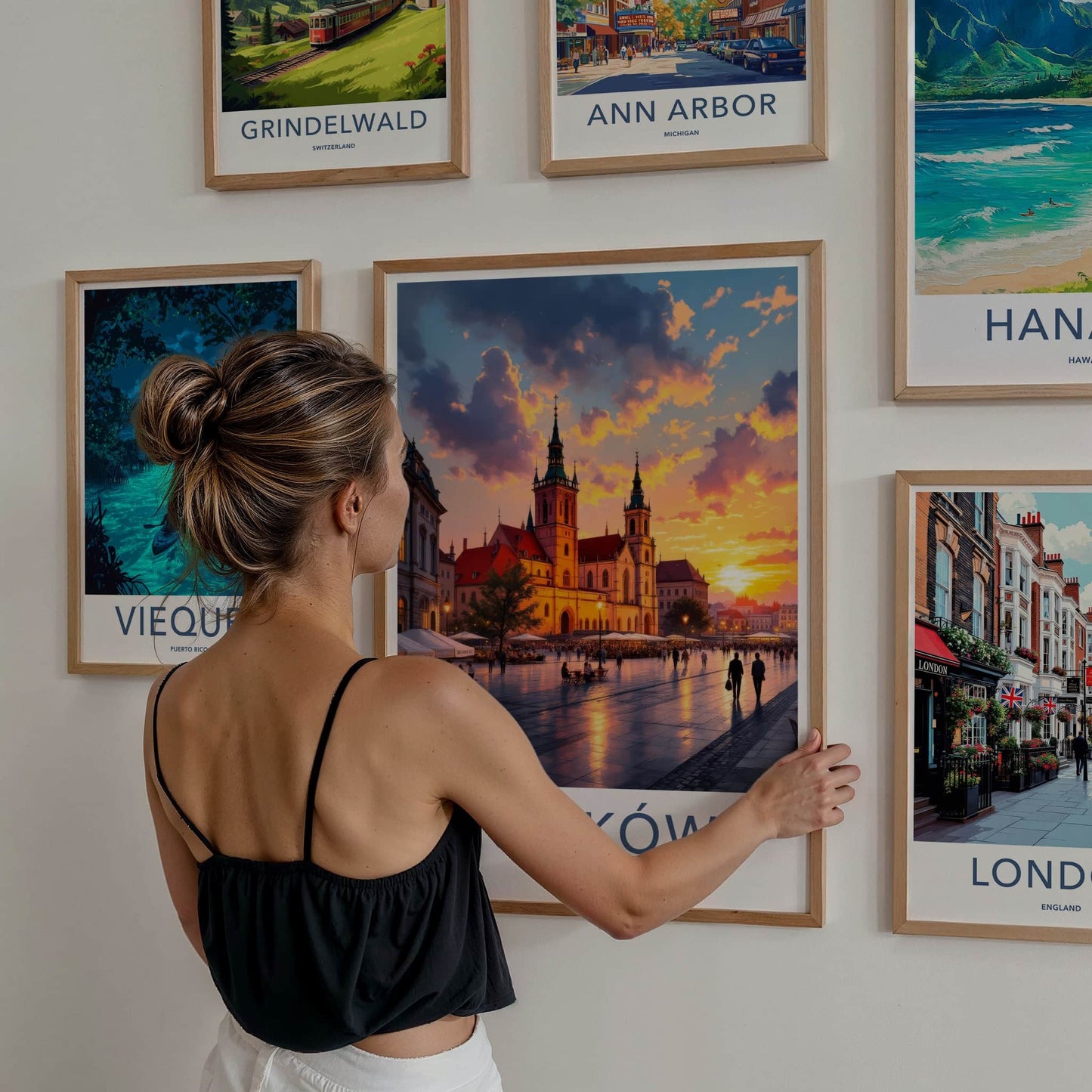Krakow Poster - Poland Travel Art - Historic Square Sunset Home Decor