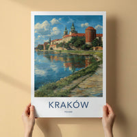 Krakow Poster - Poland Travel Art - Riverside Castle Towers Home Decor